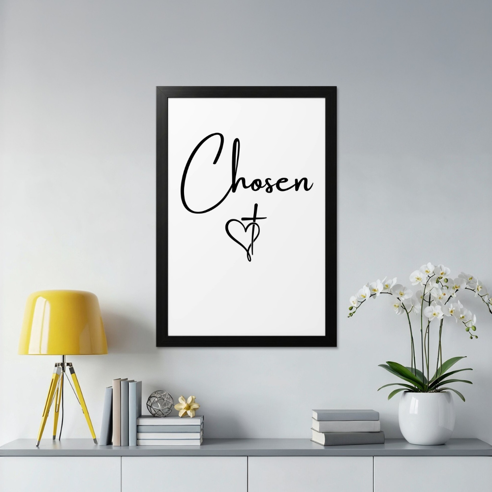 Chosen Christian PNG Design | Faith Cross Heart Sublimation PNG | Jesus Religious Script T-Shirt Graphic Breaking Bread Designs