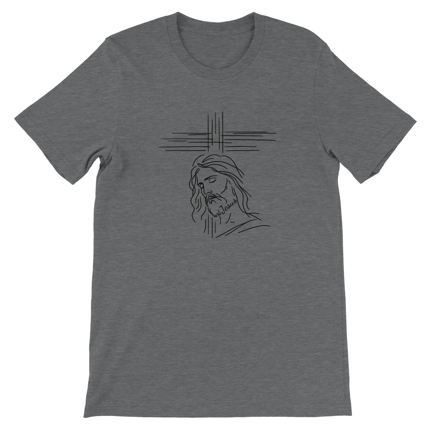 Christian Minimalist Jesus Line Art Graphic Design Charcoal T-Shirt – Unisex Fit - Breaking Bread Designs