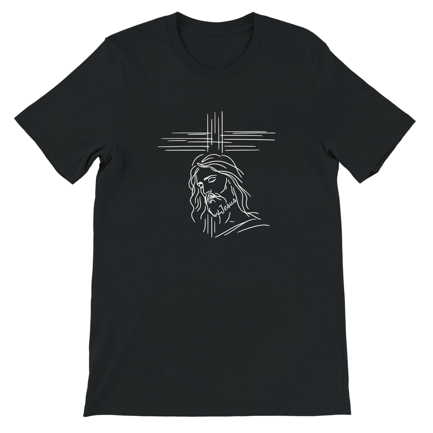 Christian Minimalist Jesus Line Art Graphic Design Black T-Shirt – Unisex Fit - Breaking Bread Designs