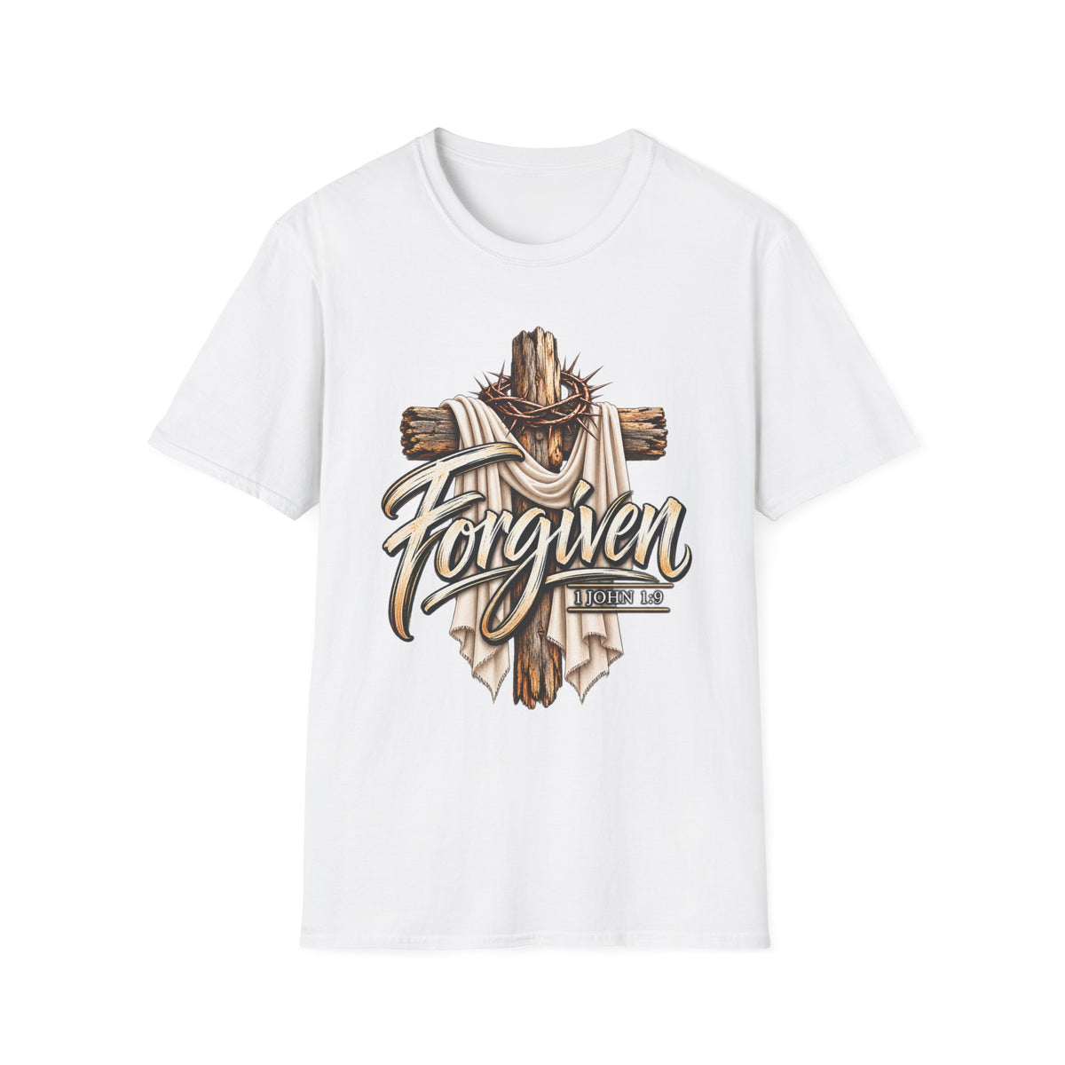 Forgiven Christian T-Shirt | 1 John 1:9 Faith Shirt Printify