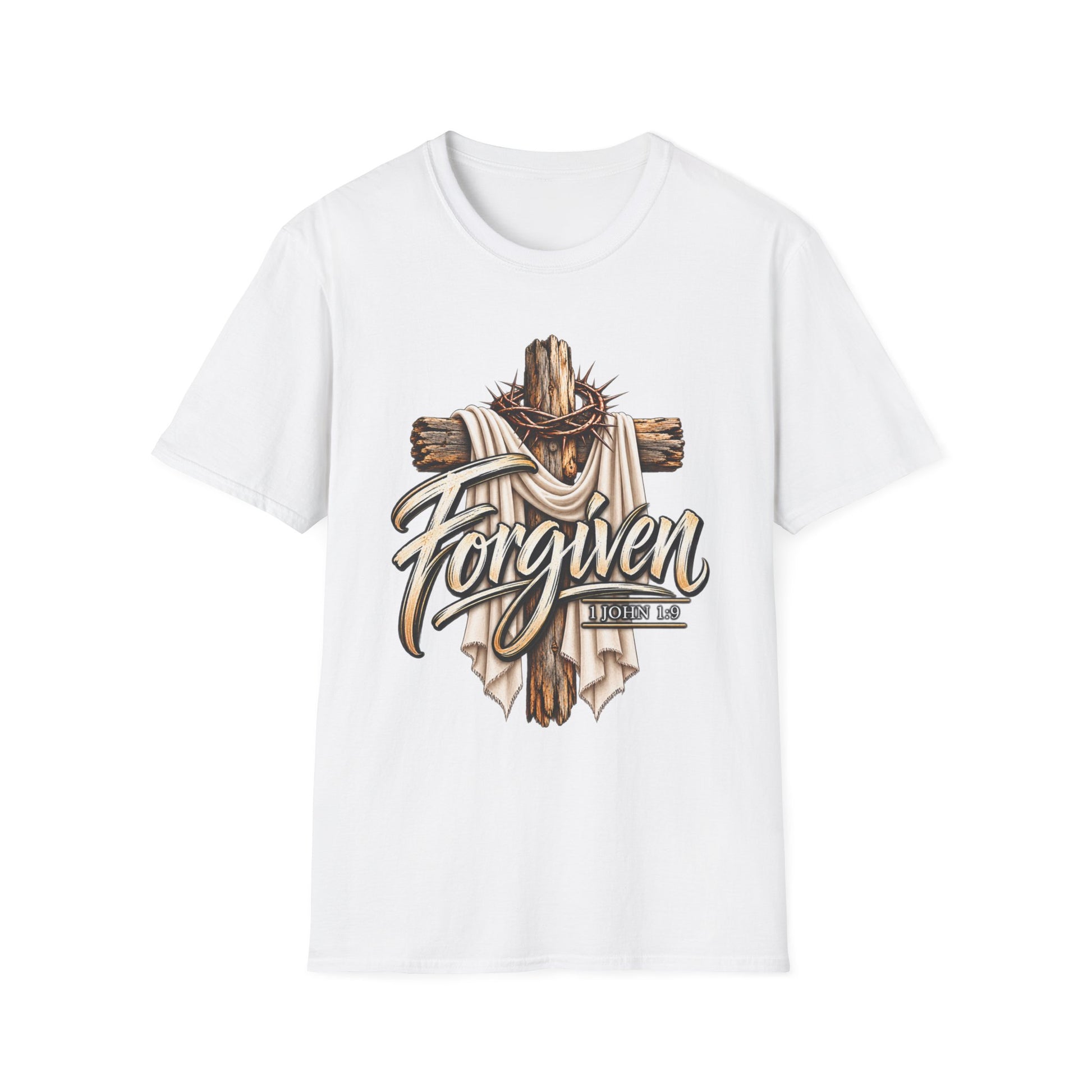 Forgiven Christian T-Shirt | 1 John 1:9 Faith Shirt Printify