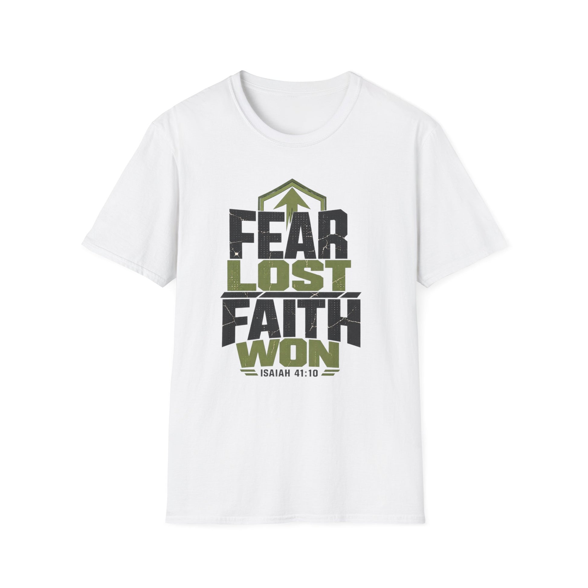 Fear Lost Faith Won Christian T-Shirt | Isaiah 41:10 Faith Shirt Printify
