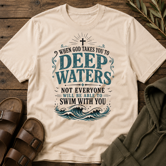 Deep Waters Christian T-Shirt — “When God Takes You to Deep Waters” Inspirational Faith Tee Printify