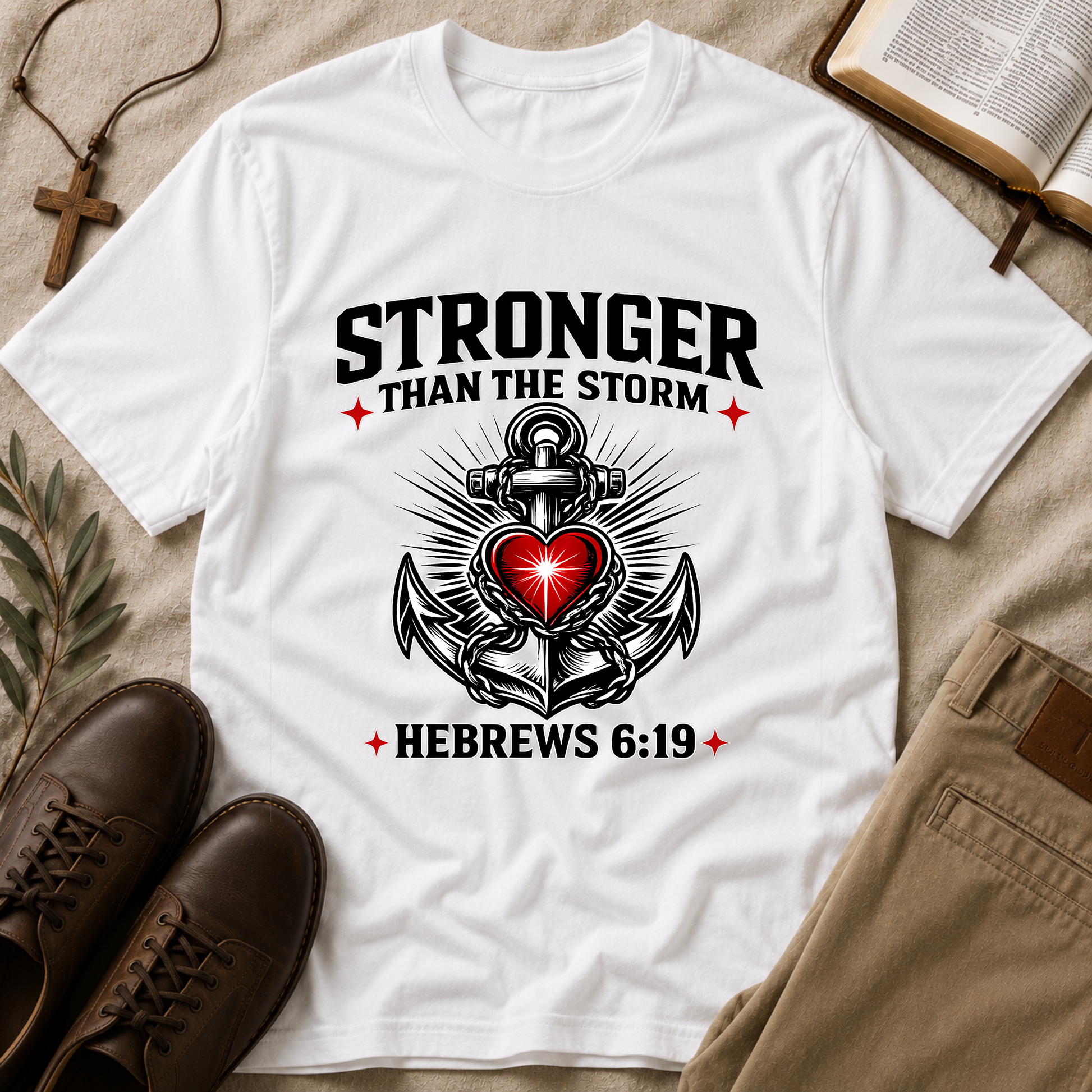 Stronger Than The Storm Hebrews 6:19 Inspirational Faith Tee Printify