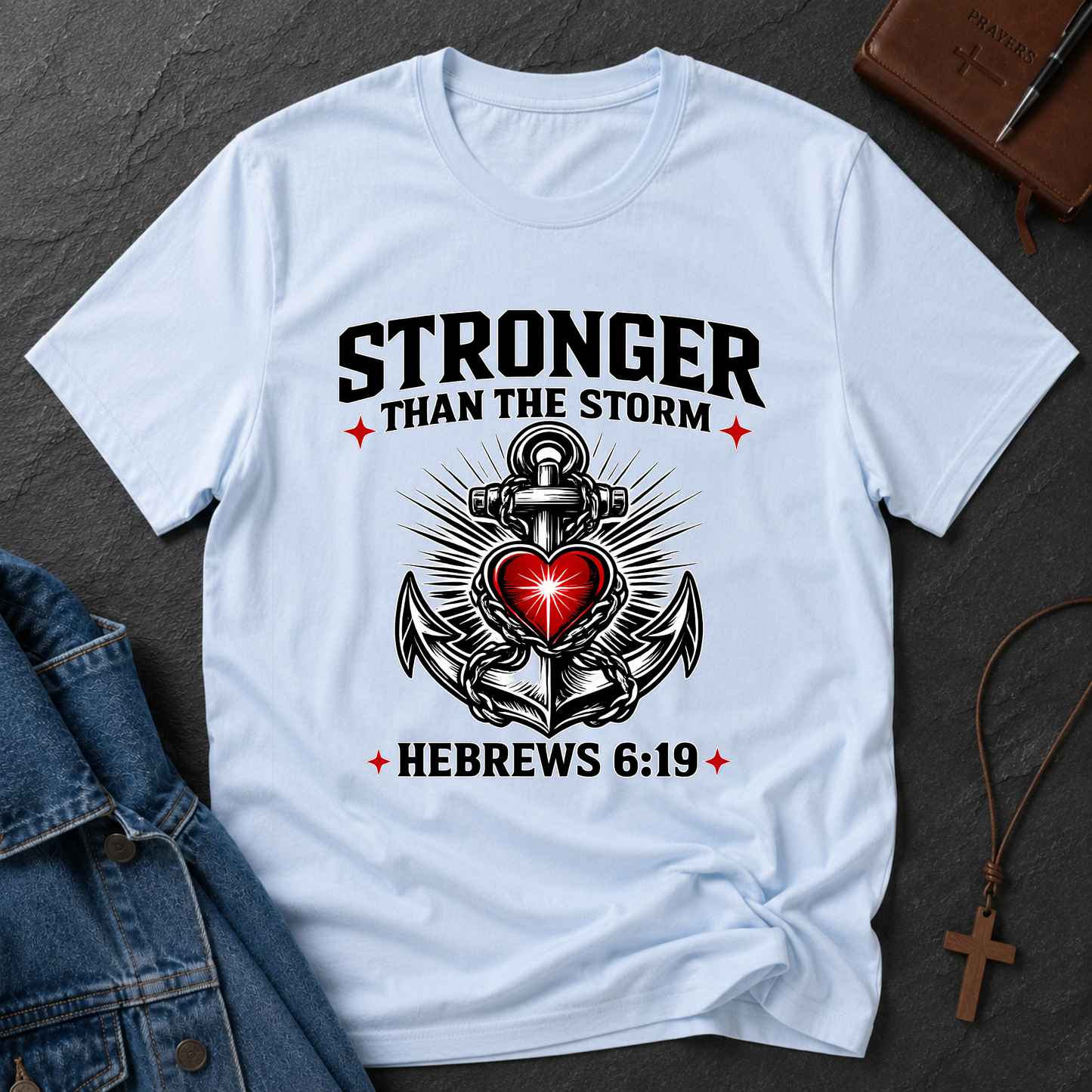 Stronger Than The Storm Hebrews 6:19 Inspirational Faith Tee Printify