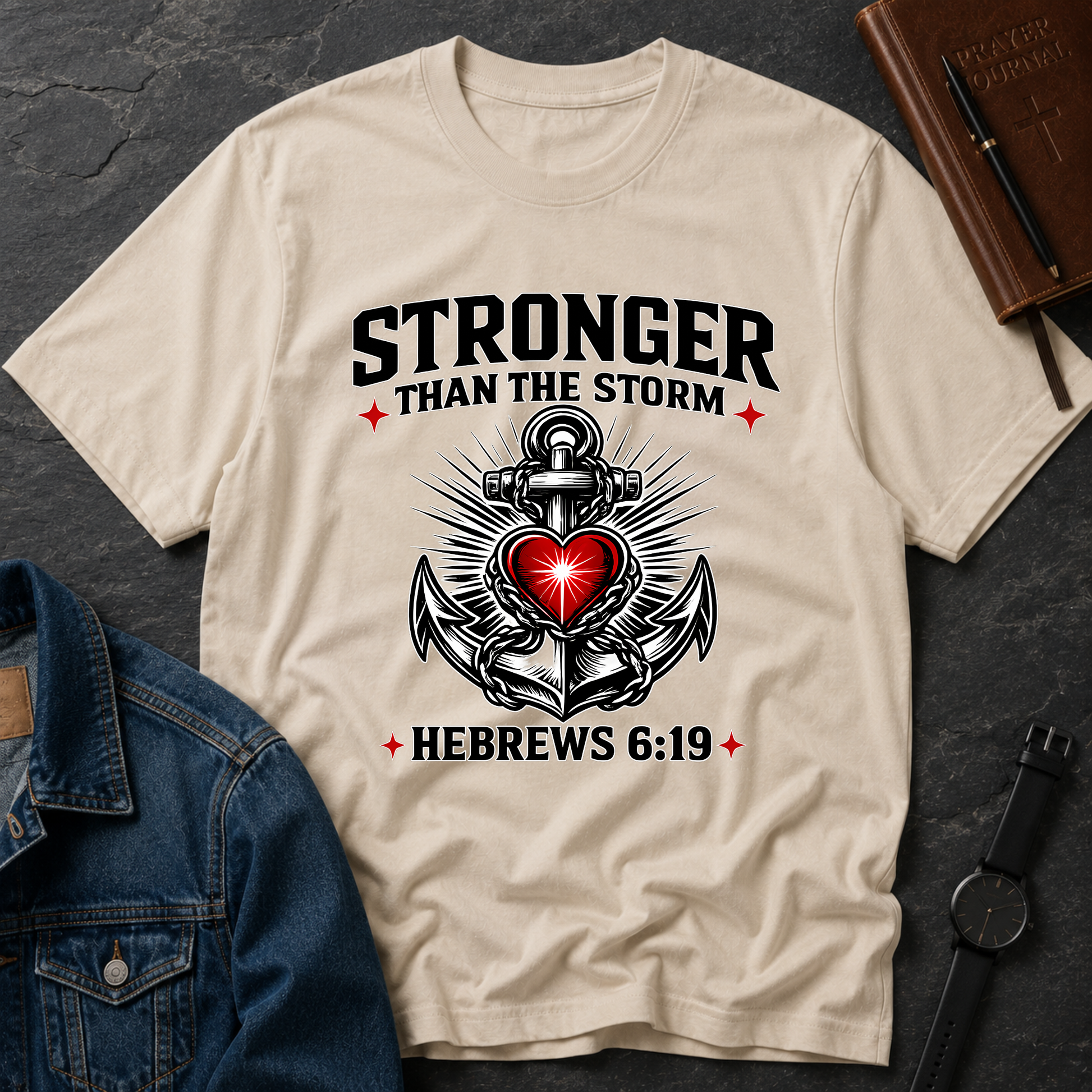 Stronger Than The Storm Hebrews 6:19 Inspirational Faith Tee Printify