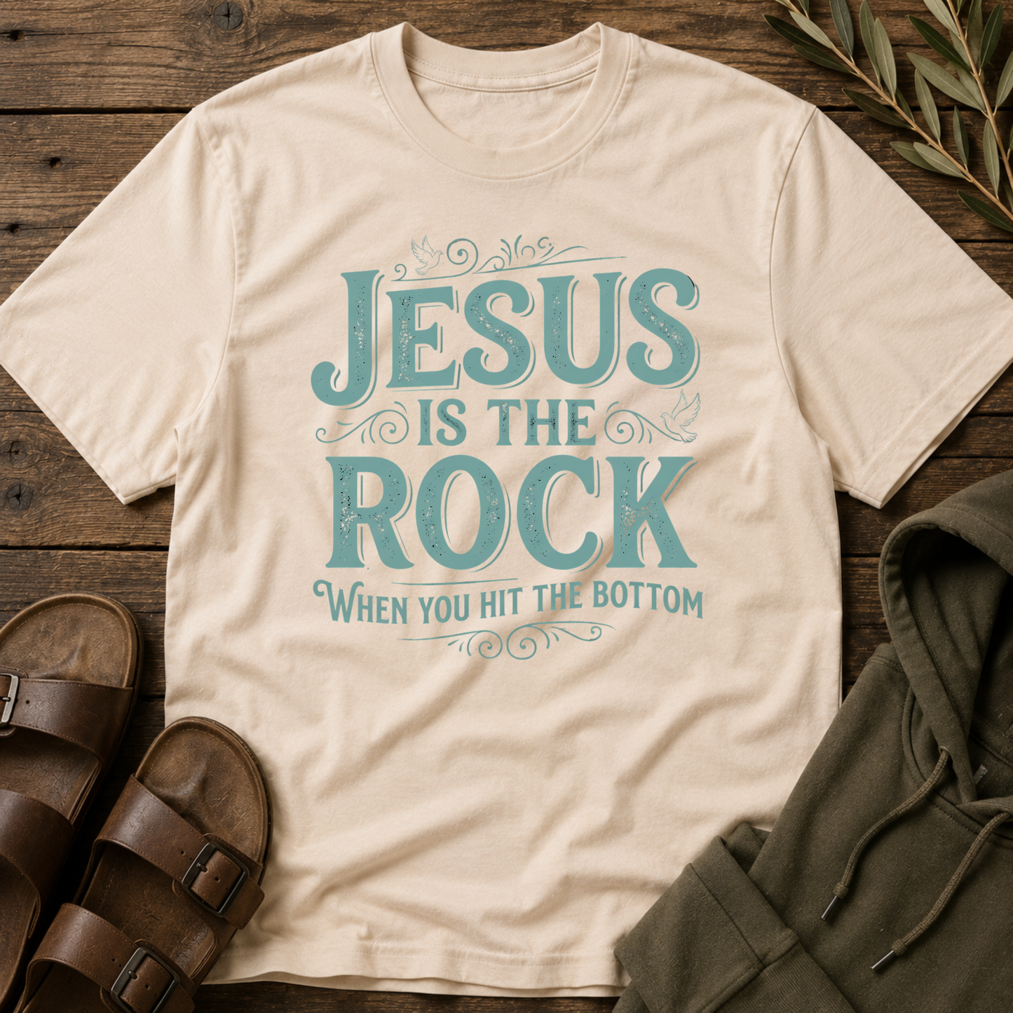 Jesus Is The Rock Christian T-Shirt – Inspirational Faith Shirt for Hope, Strength & Encouragement Printify