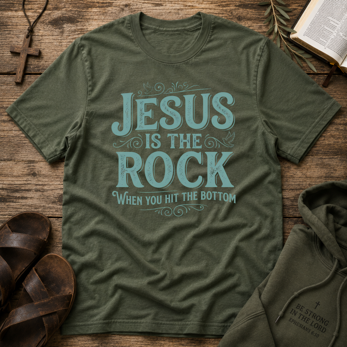 Jesus Is The Rock Christian T-Shirt – Inspirational Faith Shirt for Hope, Strength & Encouragement Printify