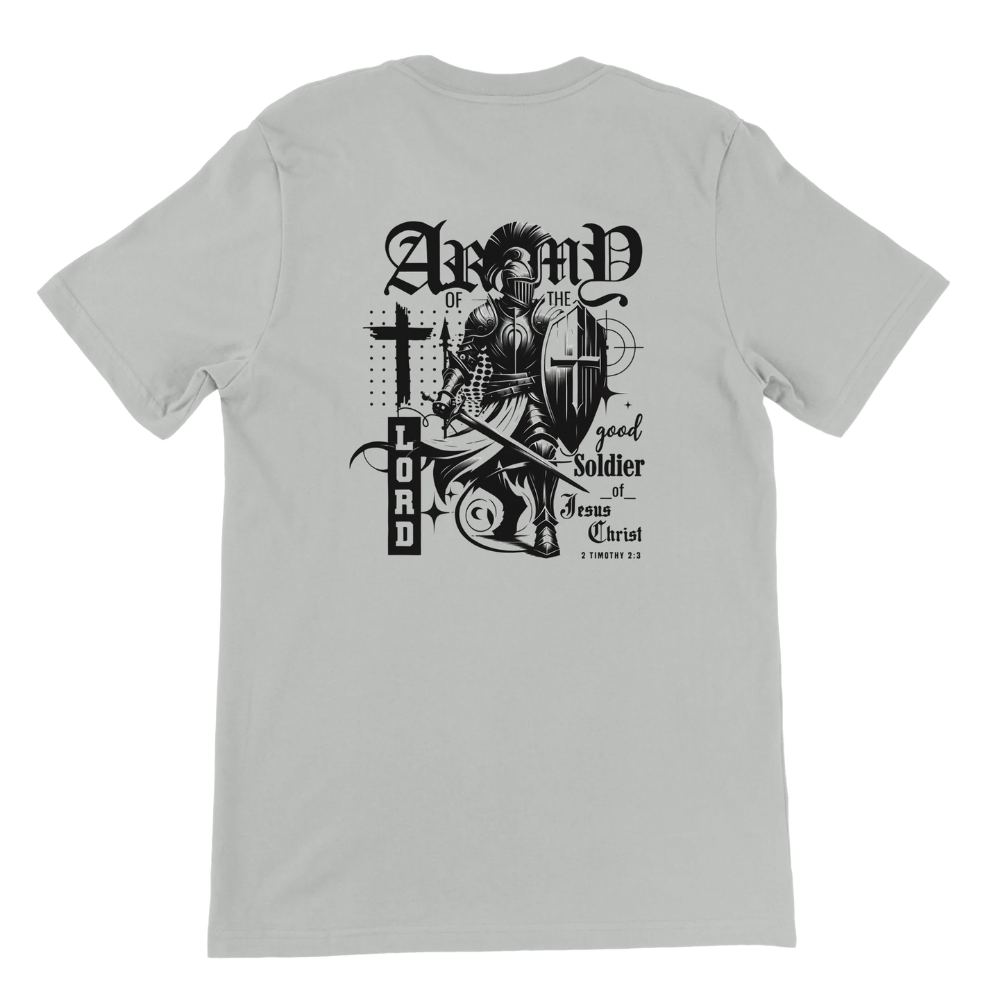 Christian Army Of The Lord Men's Gray T-Shirt – 2 Timothy 2:3 Design, Masculine Faith Apparel - Breaking Bread Designs