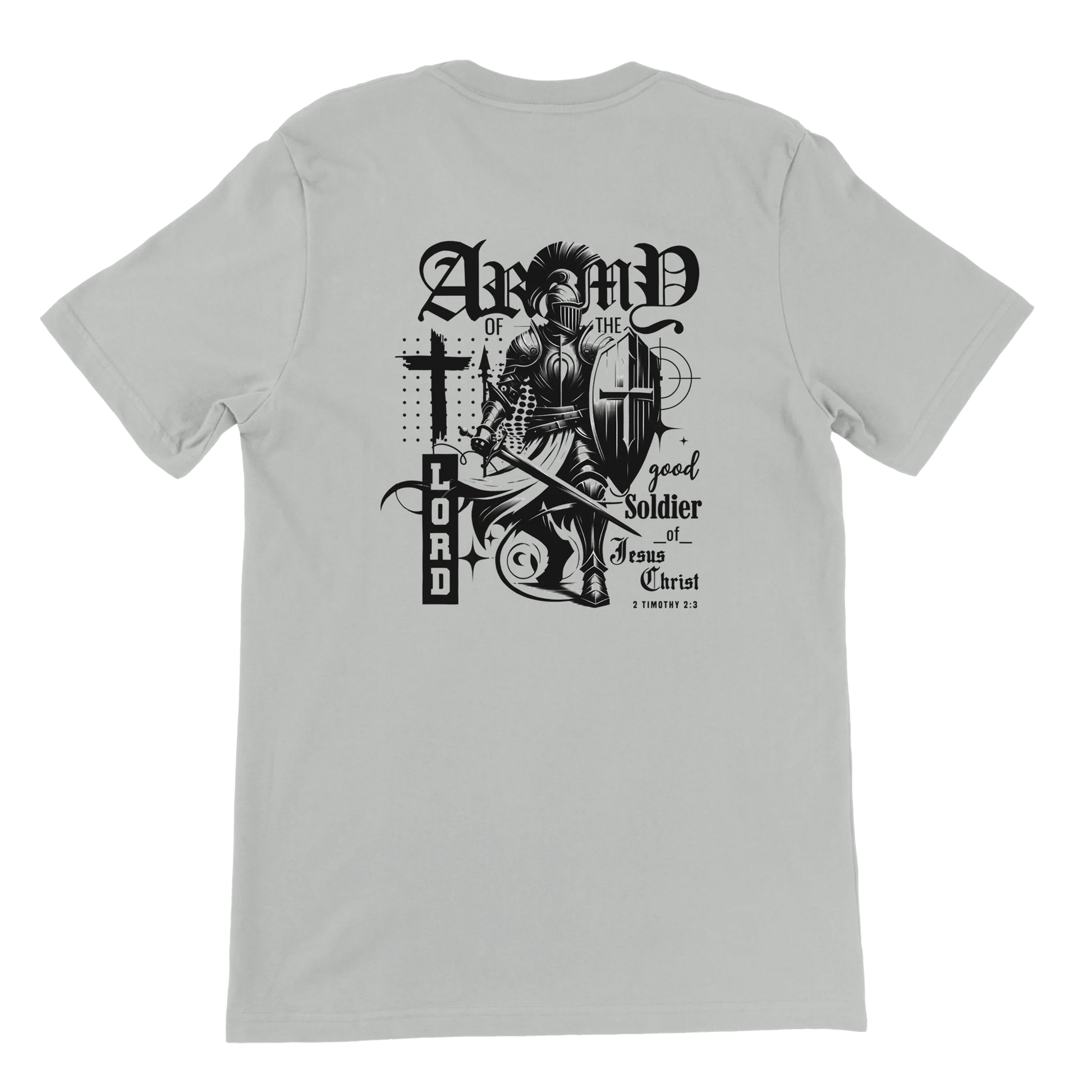 Christian Army Of The Lord Men's Gray T-Shirt – 2 Timothy 2:3 Design, Masculine Faith Apparel - Breaking Bread Designs