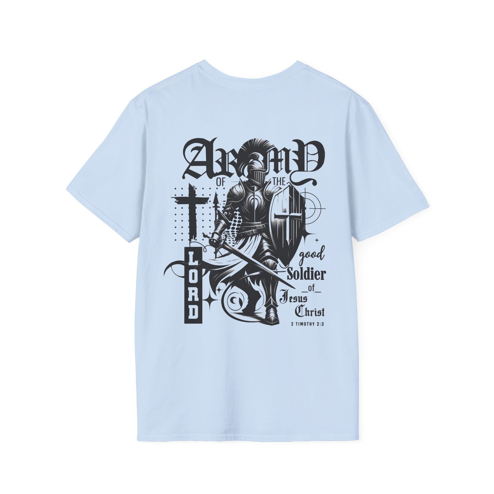 Christian Army Of The Lord Men's Blue T-Shirt – 2 Timothy 2:3 Design, Masculine Faith Apparel - Breaking Bread Designs