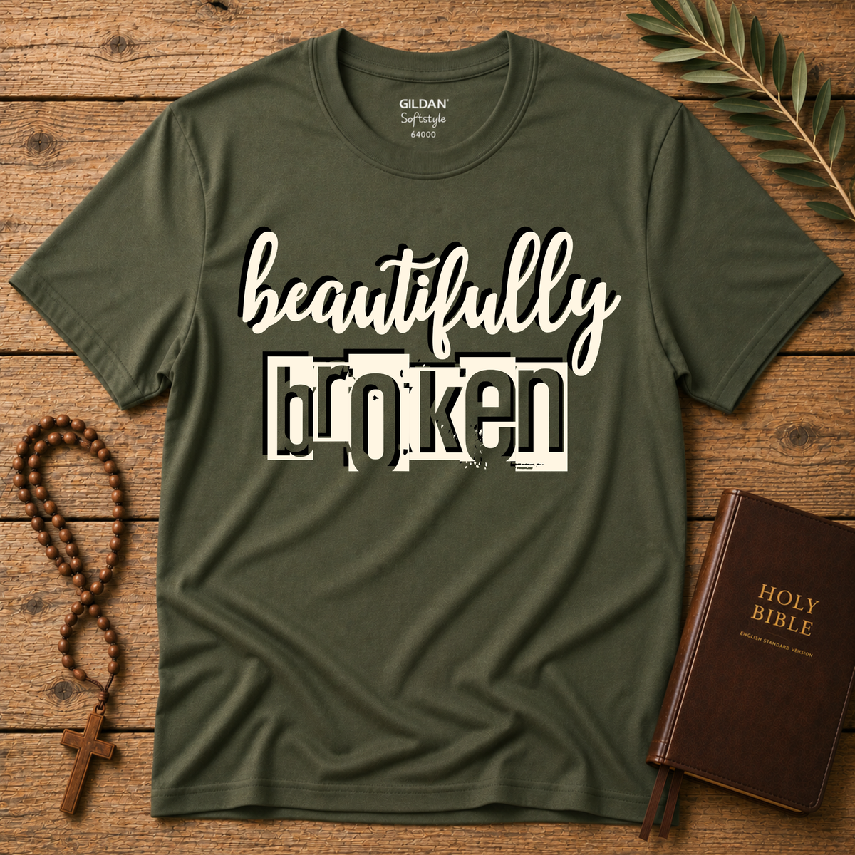 Beautifully Broken Christian T-Shirt | Faith & Healing Tee Breaking Bread Designs
