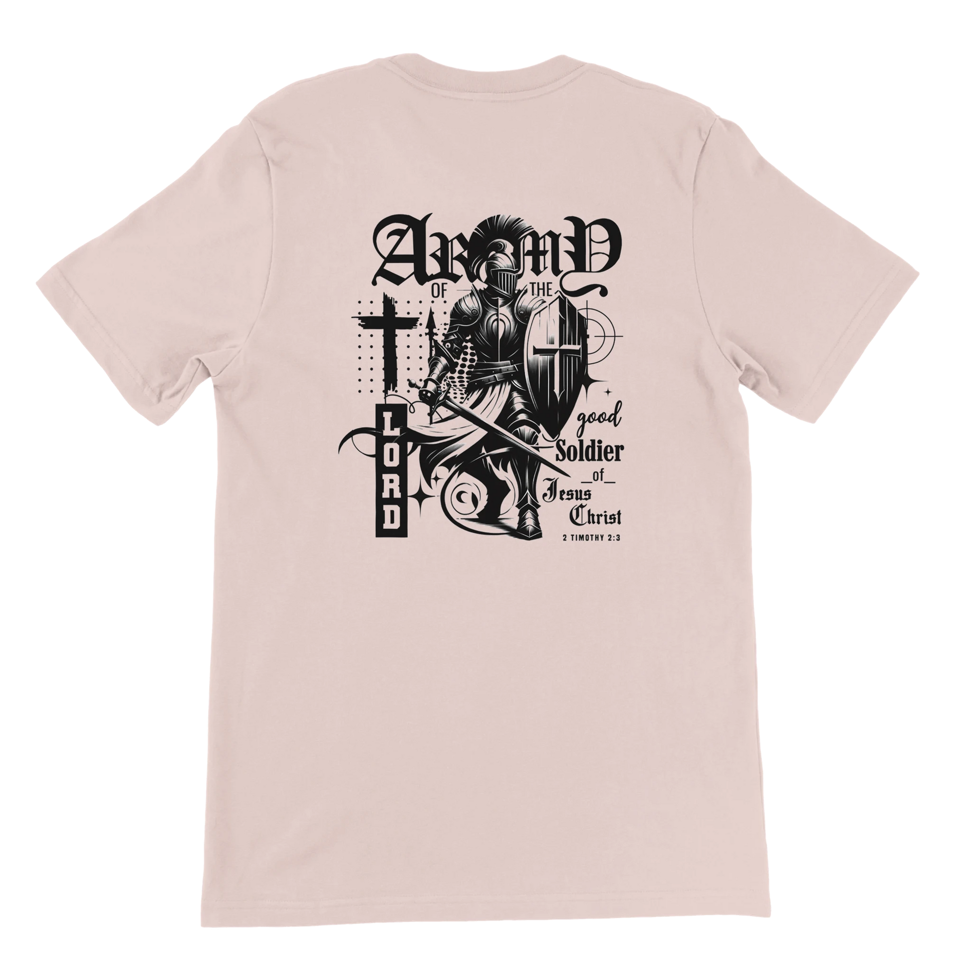 Christian Army Of The Lord Men's Pink T-Shirt – 2 Timothy 2:3 Design, Masculine Faith Apparel - Breaking Bread Designs
