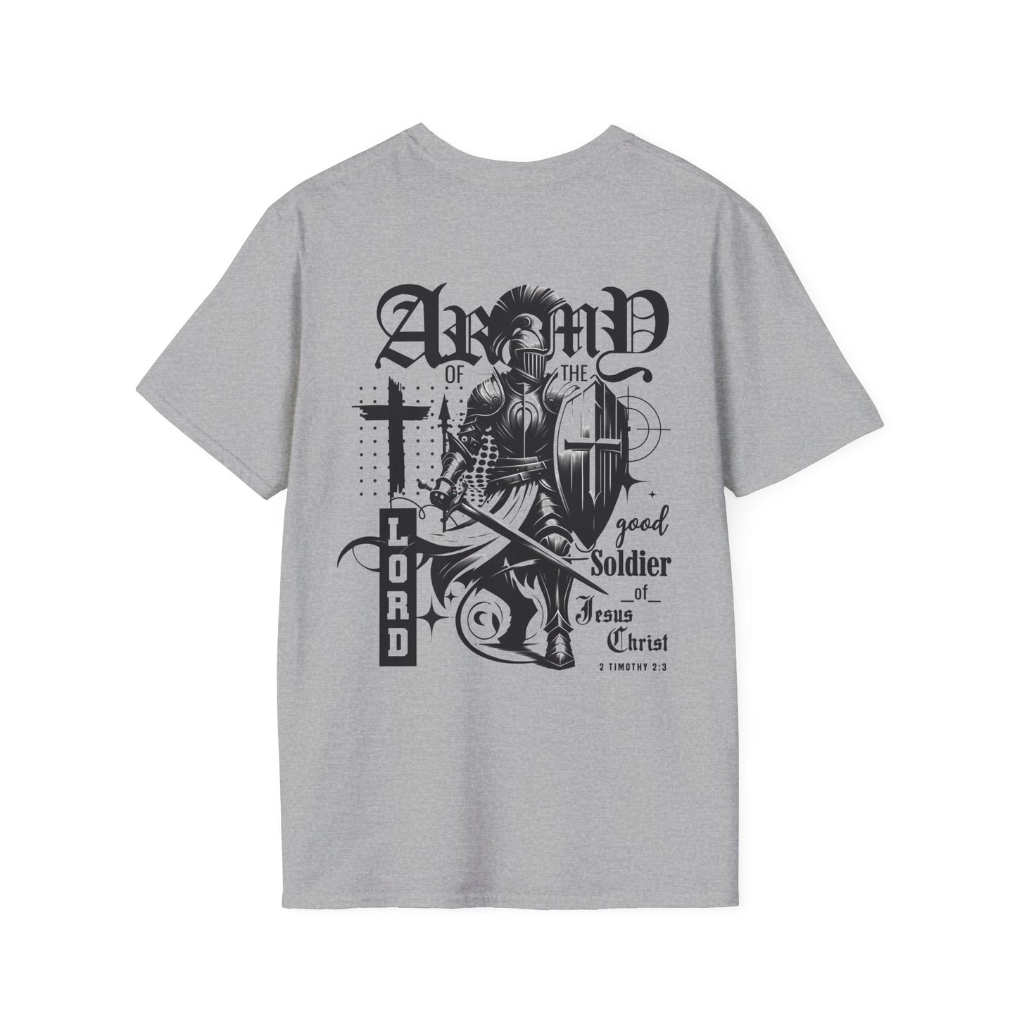 Christian Army Of The Lord Men's Silver T-Shirt – 2 Timothy 2:3 Design, Masculine Faith Apparel - Breaking Bread Designs