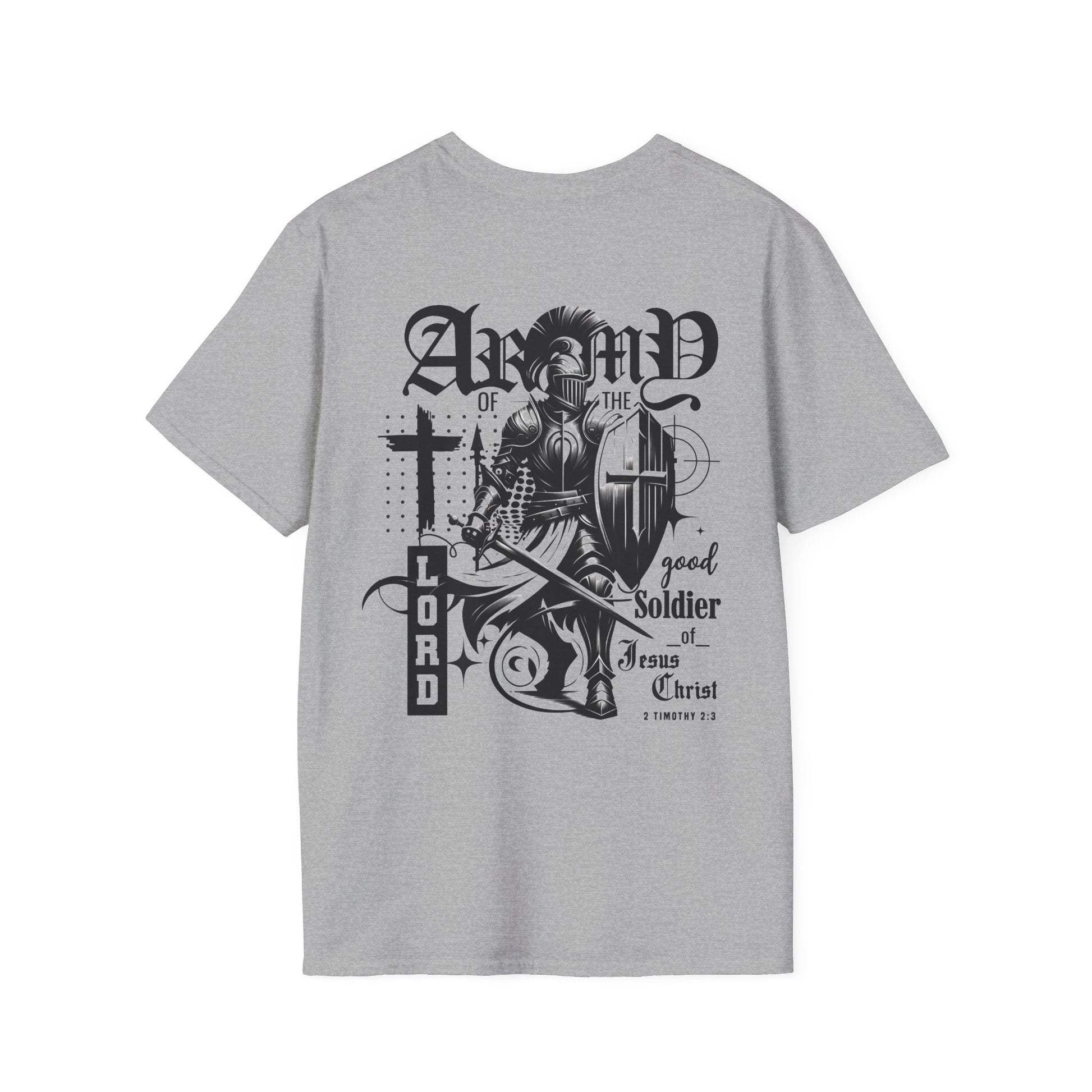 Christian Army Of The Lord Men's Silver T-Shirt – 2 Timothy 2:3 Design, Masculine Faith Apparel - Breaking Bread Designs
