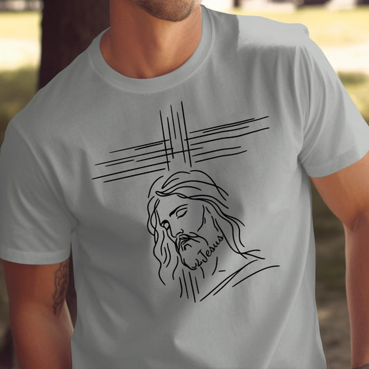 Christian Minimalist Jesus Line Art Graphic Design T-Shirt – Unisex Fit Breaking Bread Designs