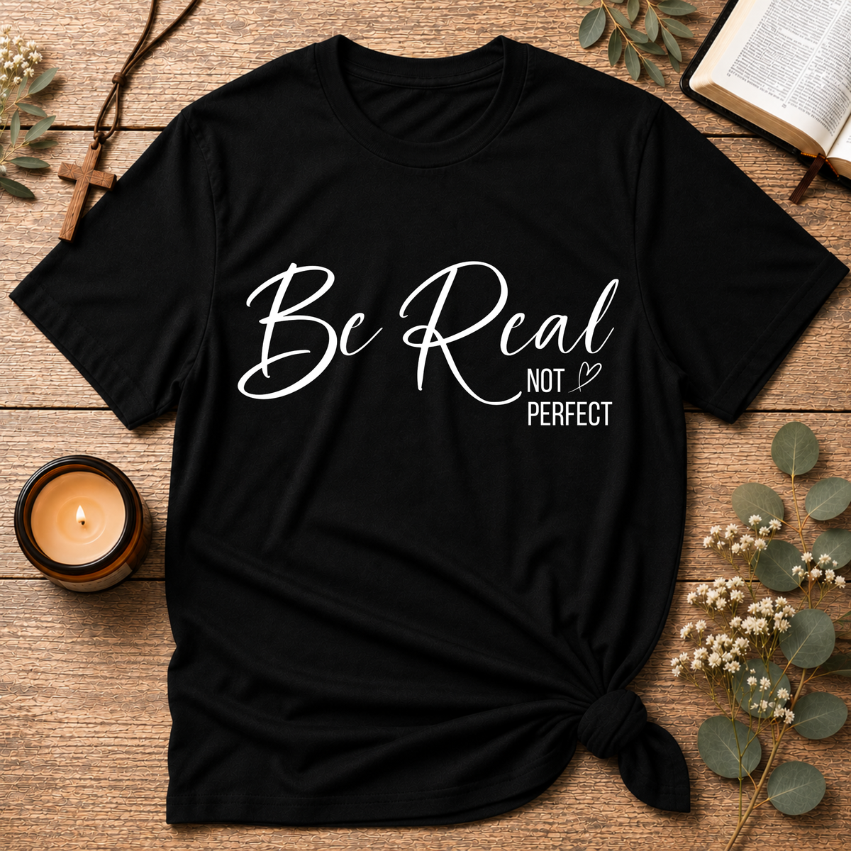 Be Real Not Perfect T-Shirt | Christian Faith Shirt | Jesus Breaking Bread Designs