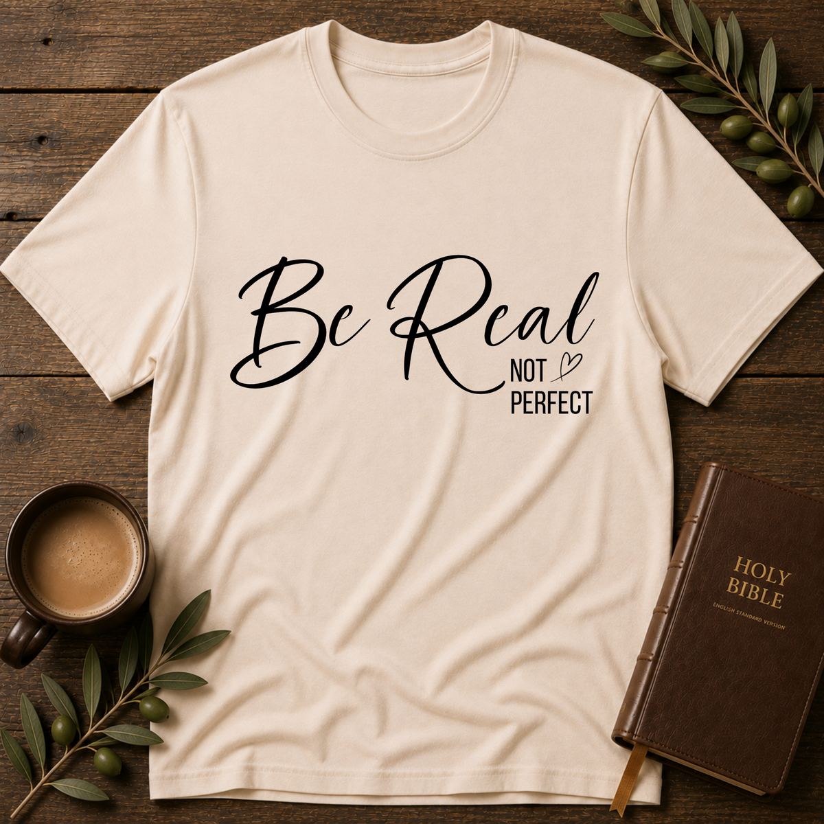 Be Real Not Perfect T-Shirt | Christian Faith Shirt | Jesus Breaking Bread Designs