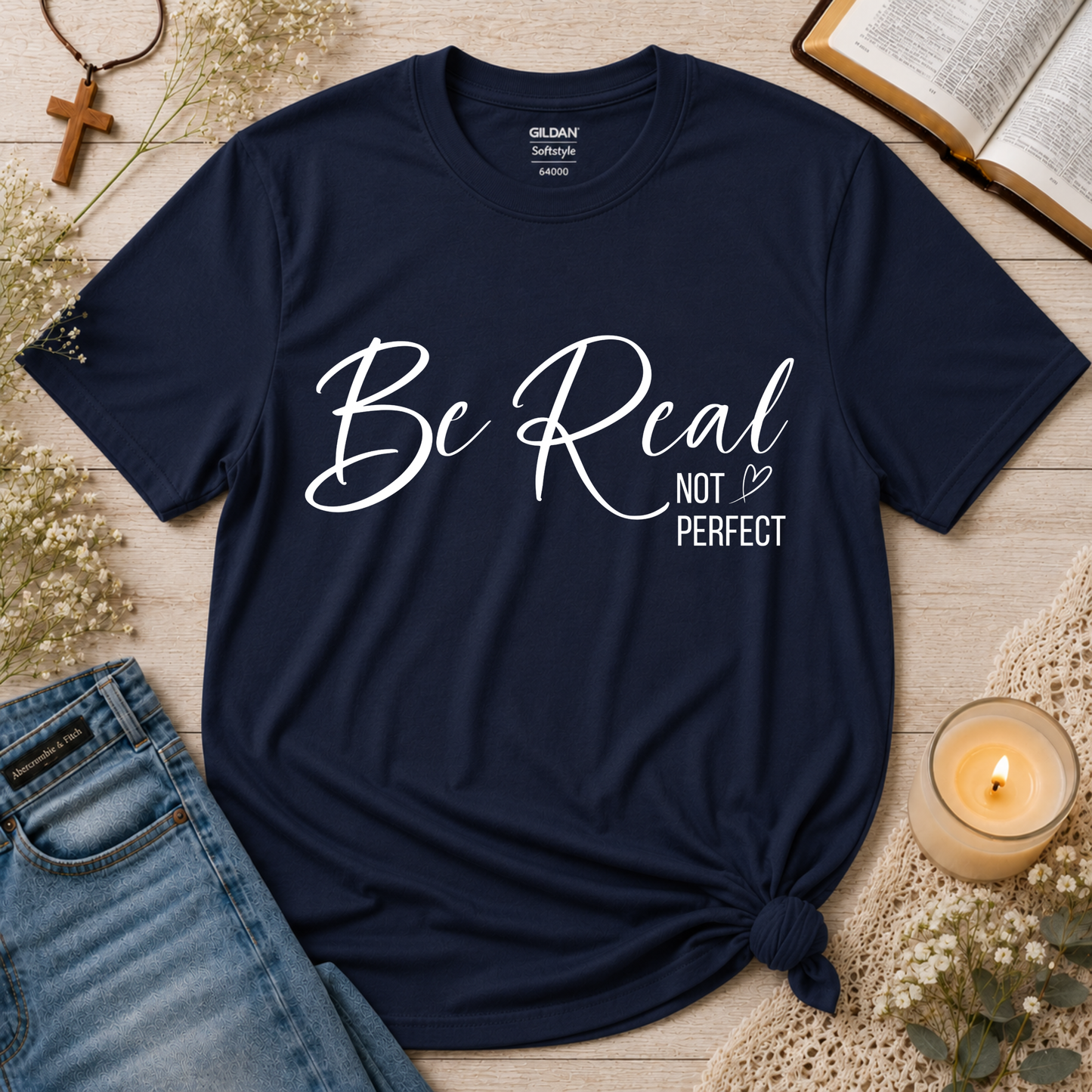 Be Real Not Perfect T-Shirt | Christian Faith Shirt | Jesus Breaking Bread Designs