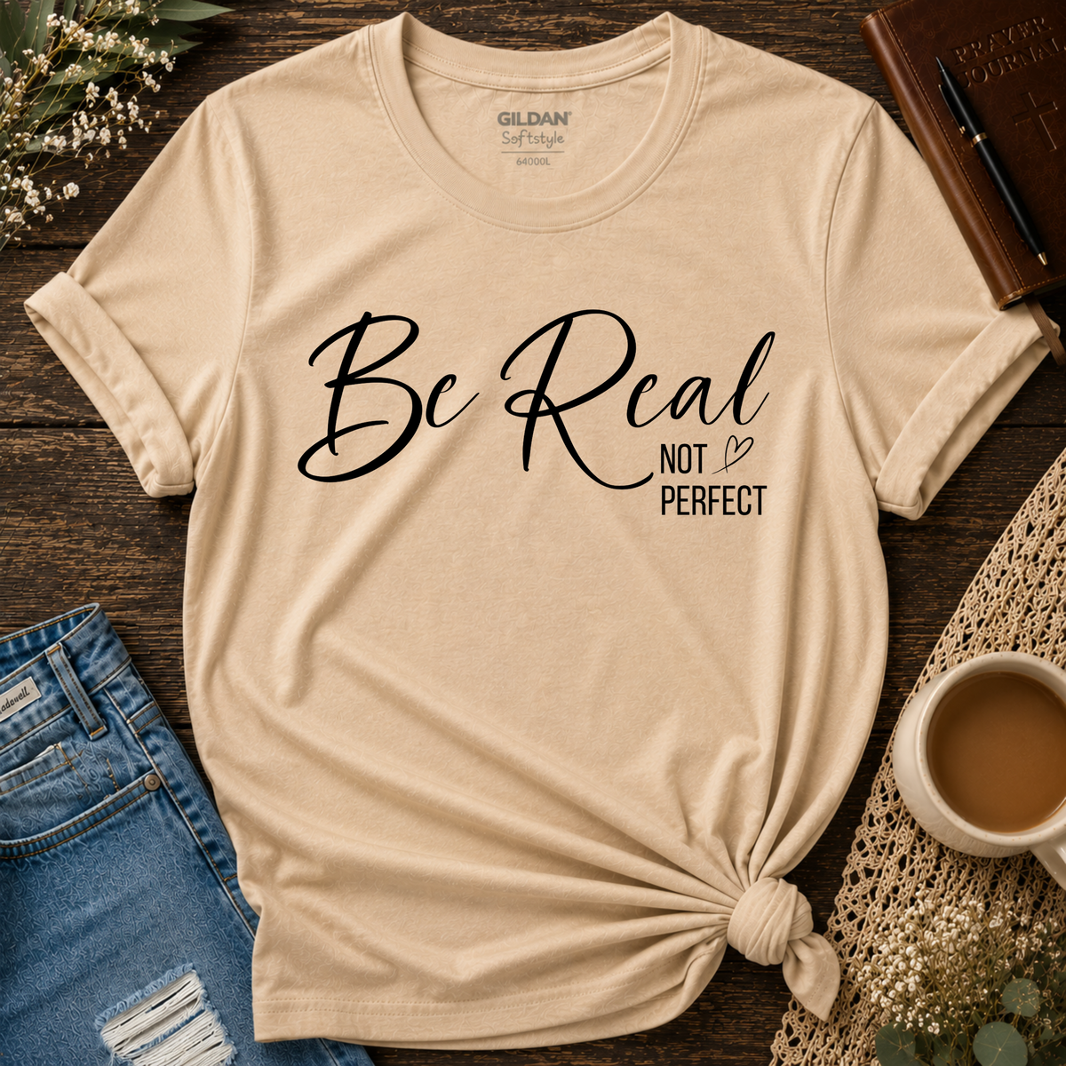 Be Real Not Perfect T-Shirt | Christian Faith Shirt | Jesus Breaking Bread Designs