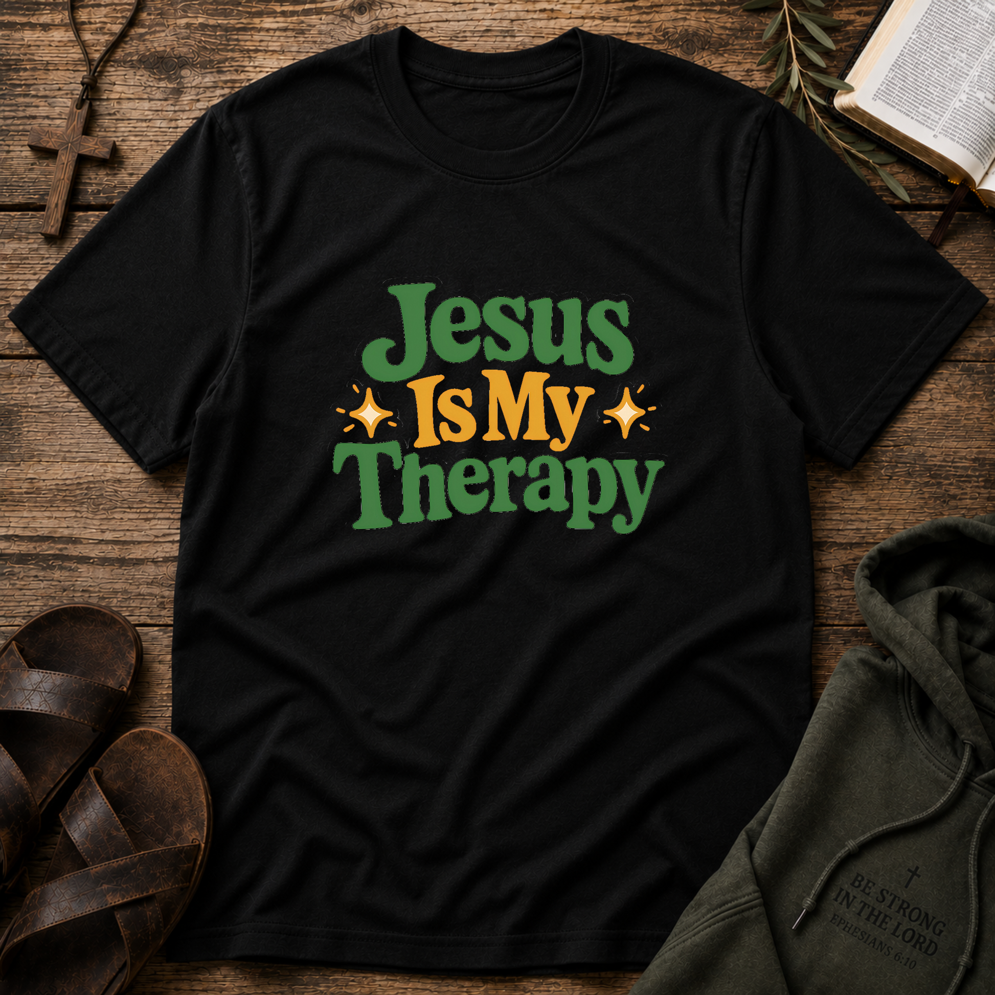 Jesus Is My Therapy Christian T-Shirt | Inspirational Faith Graphic Tee | Jesus Heals Christian Apparel Breaking Bread Designs