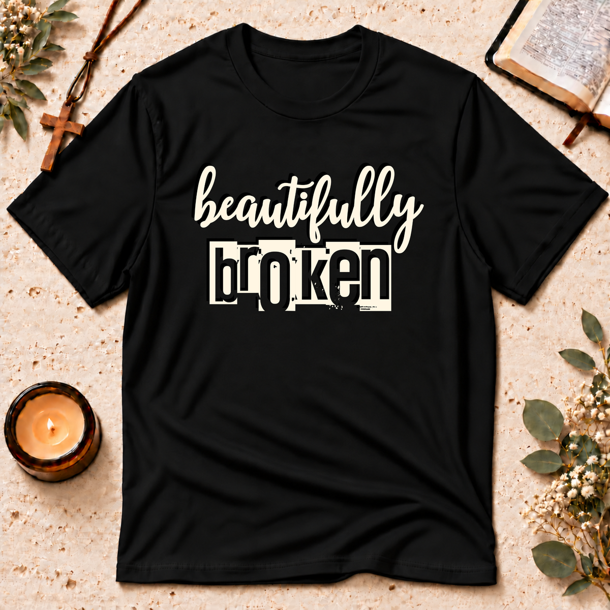 Beautifully Broken Christian Healing T-Shirt Breaking Bread Designs