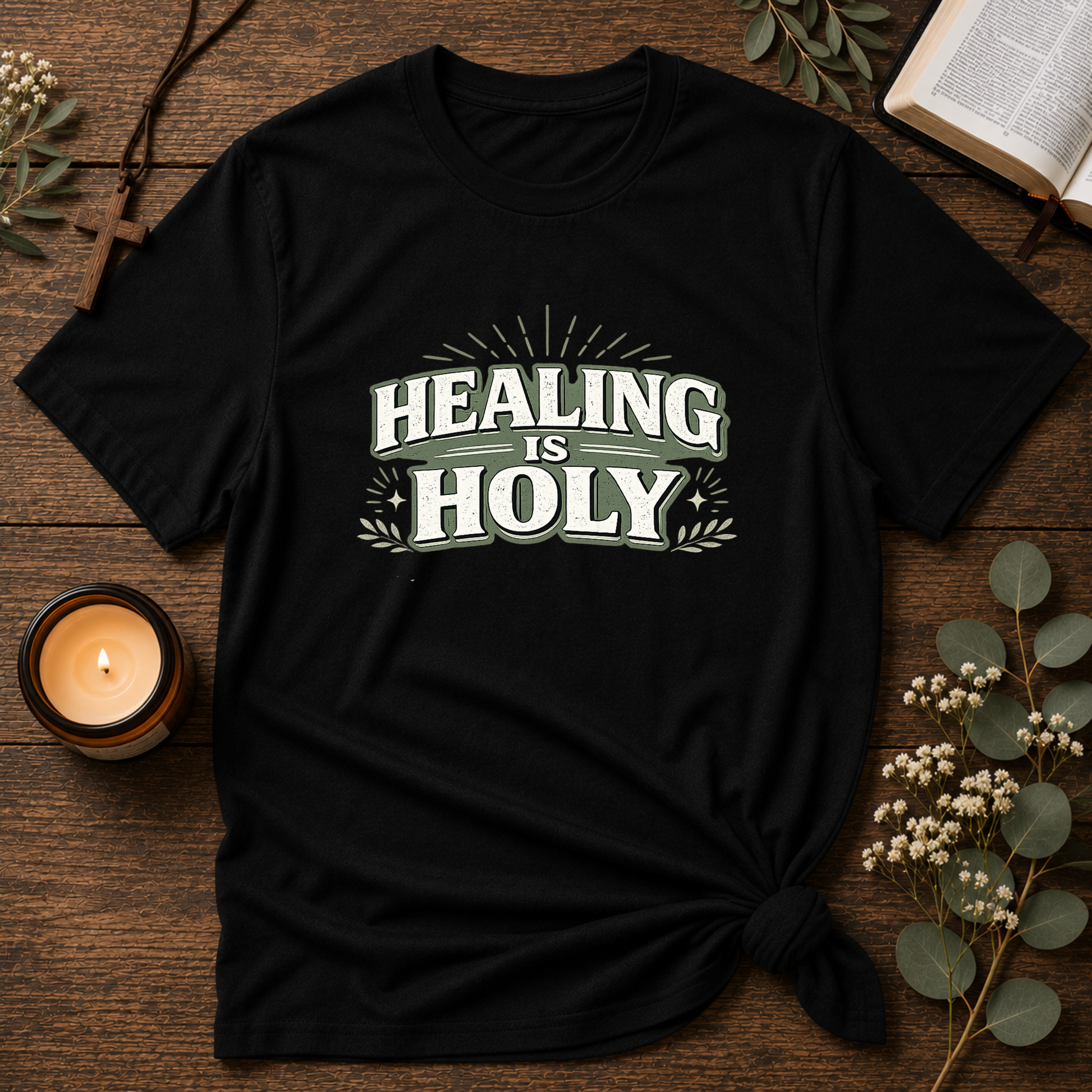 Healing Is Holy Christian T-Shirt | Inspirational Faith Graphic Tee | Christian Mental Health & Hope Shirt Breaking Bread Designs