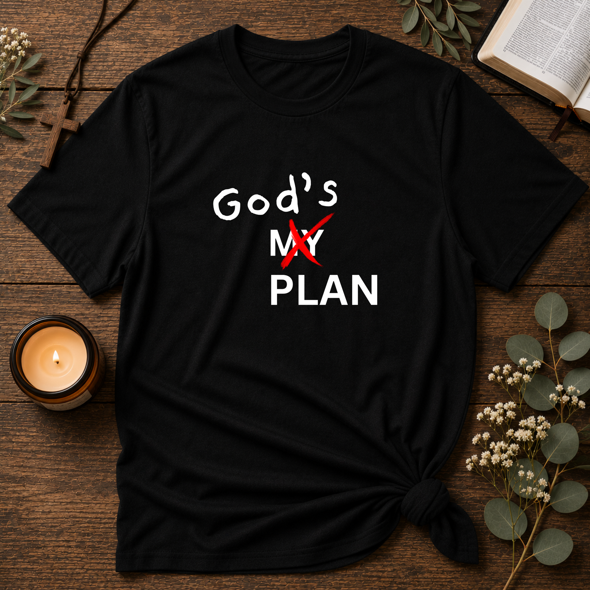 God's Plan Christian T-Shirt | Minimalist Faith Graphic Tee | Trust God's Plan Inspirational Christian Shirt Breaking Bread Designs