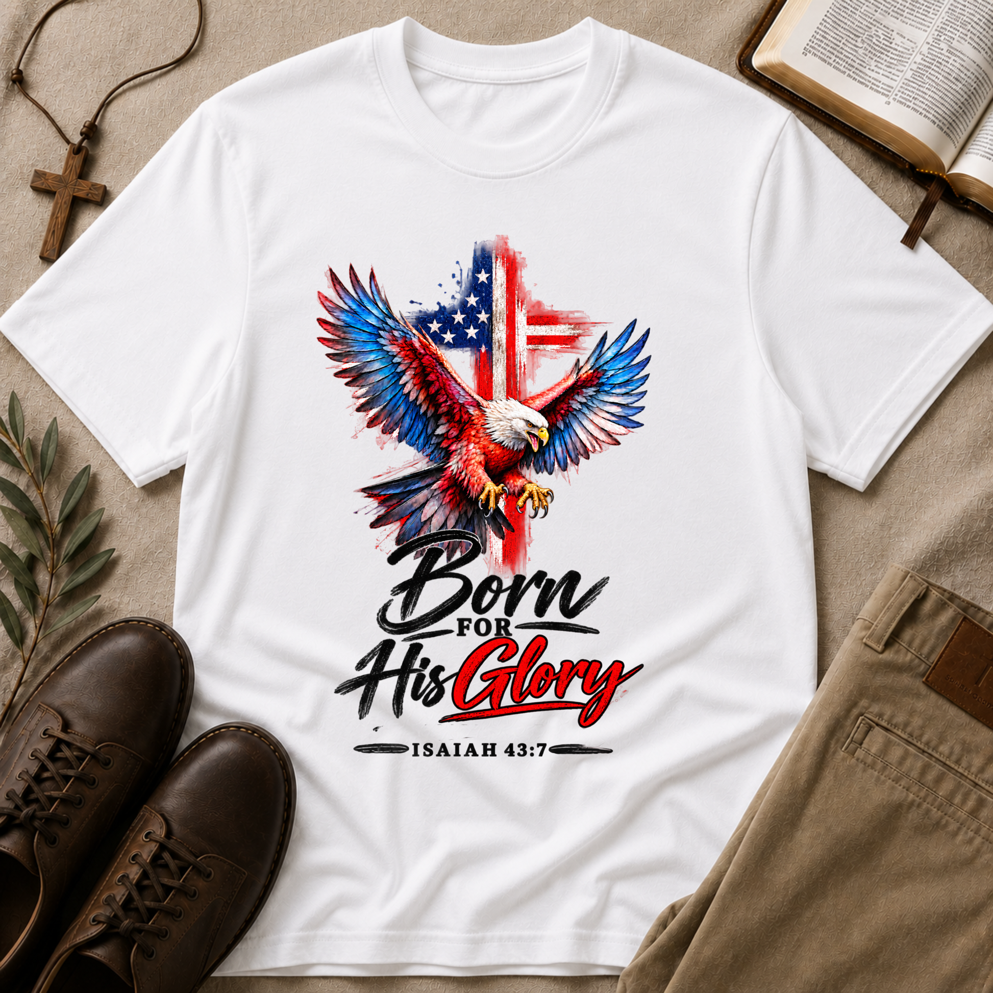 Born for His Glory Christian T-Shirt | Isaiah 43:7 Faith Shirt Breaking Bread Designs