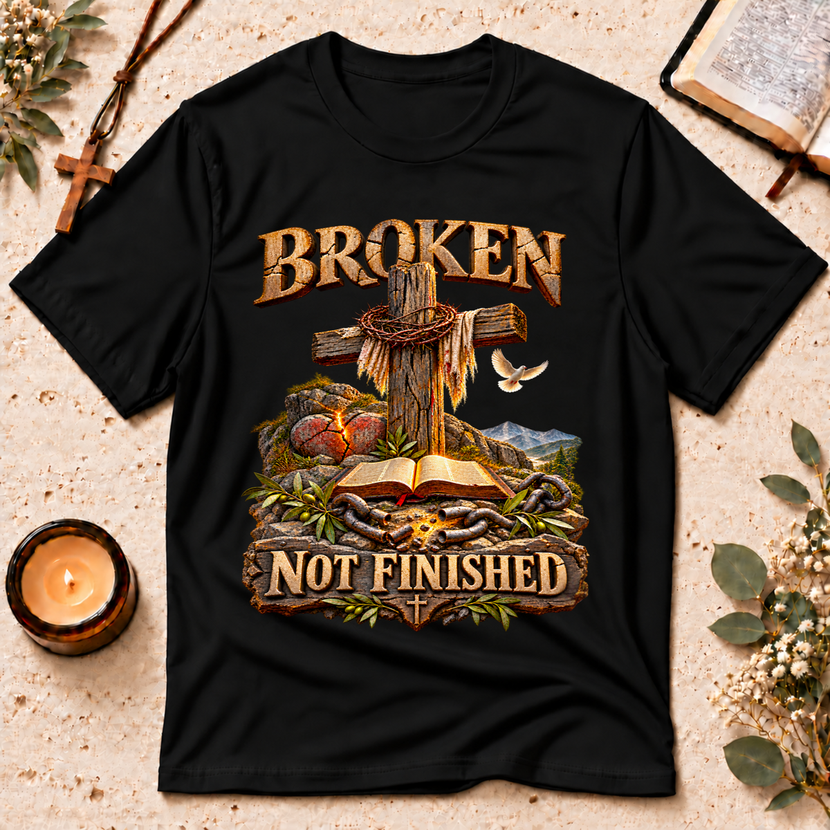 Broken Not Finished Christian T-Shirt Breaking Bread Designs