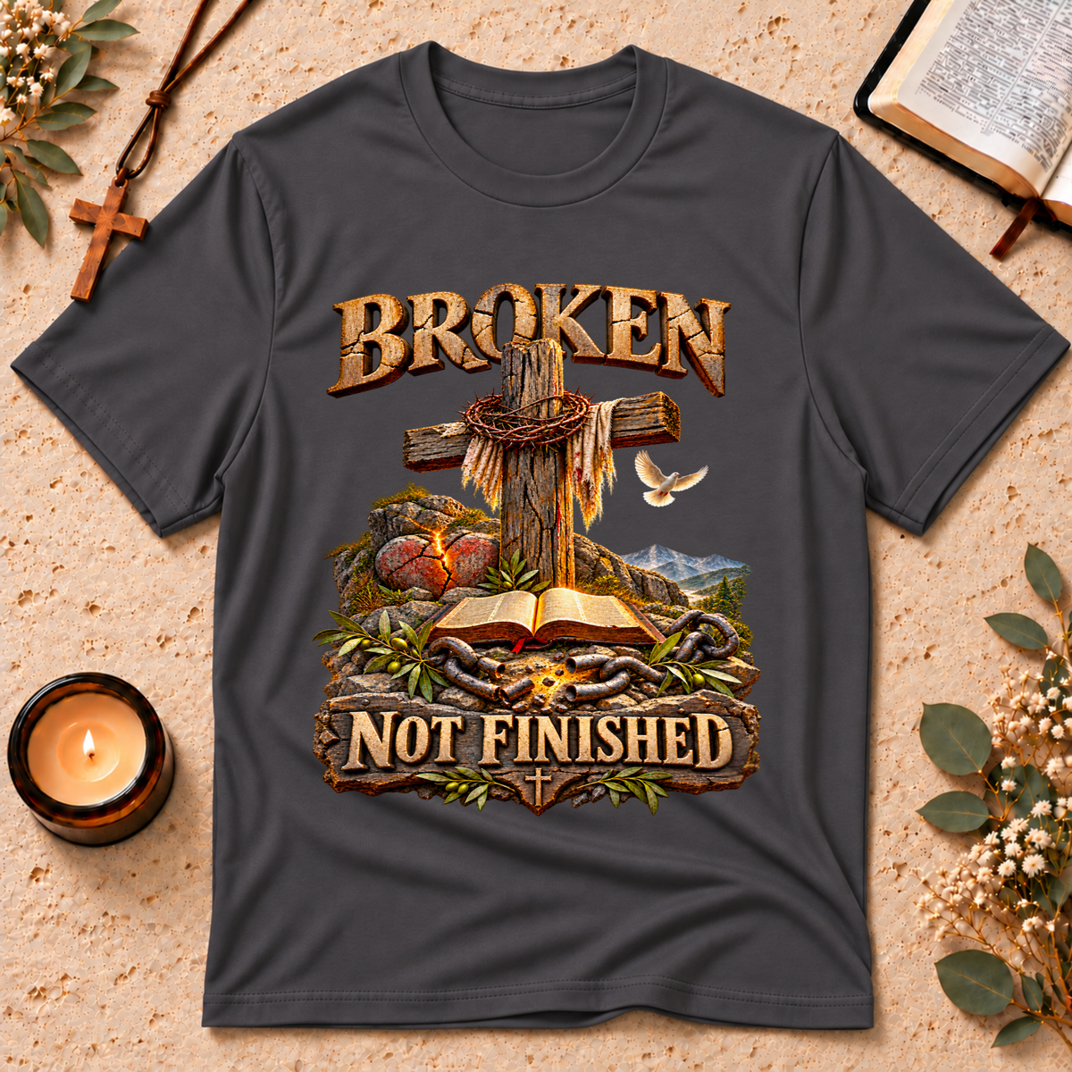 Broken Not Finished Christian T-Shirt Breaking Bread Designs