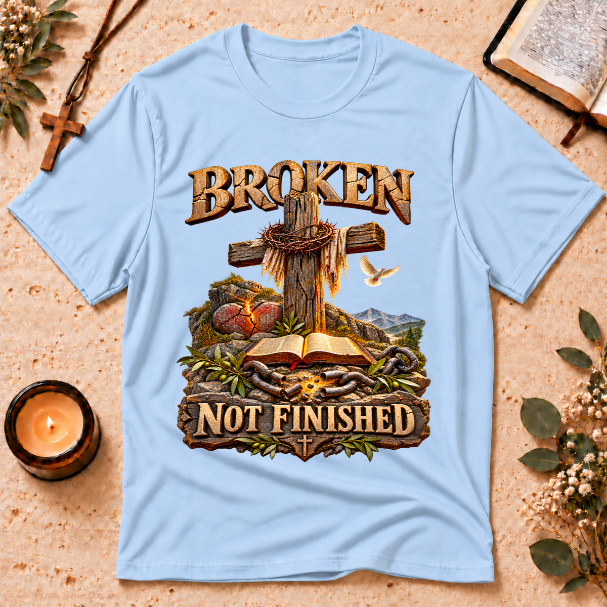 Broken Not Finished Christian T-Shirt Breaking Bread Designs