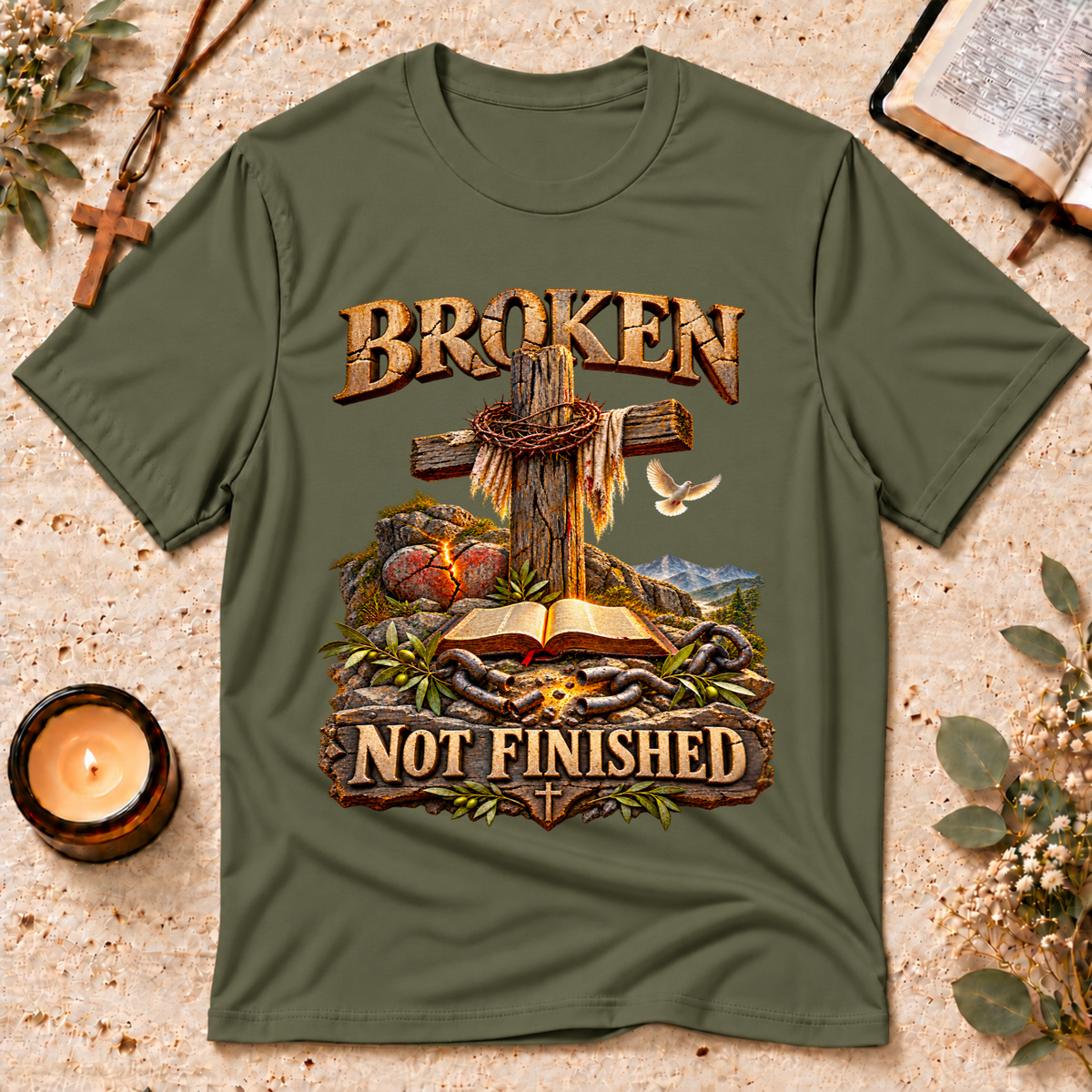 Broken Not Finished Christian T-Shirt Breaking Bread Designs