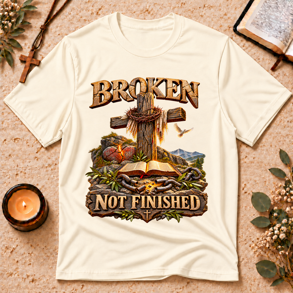 Broken Not Finished Christian T-Shirt Breaking Bread Designs