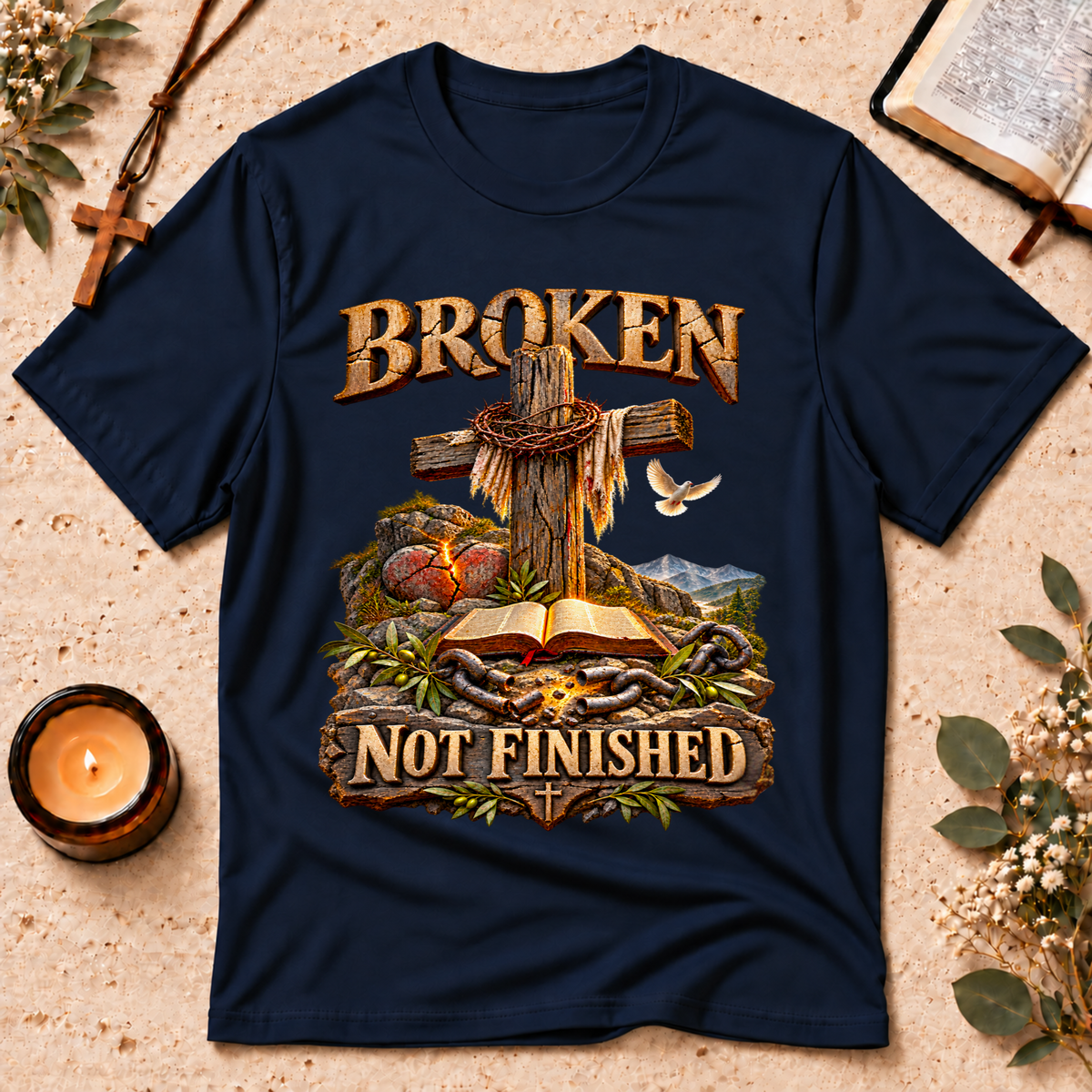 Broken Not Finished Christian T-Shirt Breaking Bread Designs