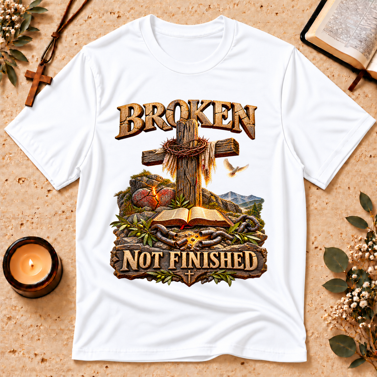 Broken Not Finished Christian T-Shirt Breaking Bread Designs