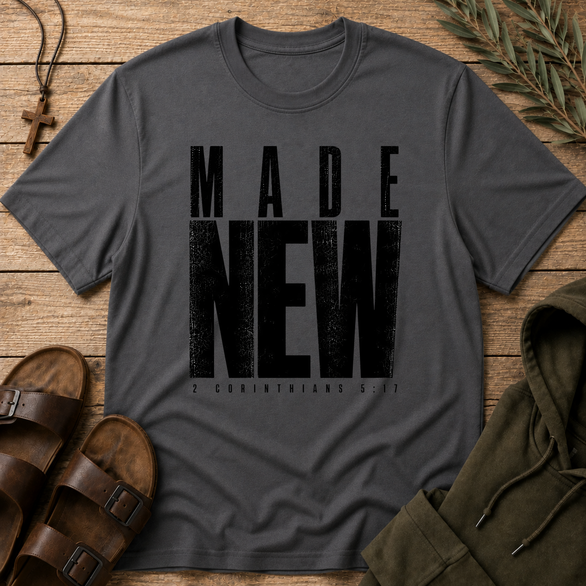 Made New Christian T-Shirt | 2 Corinthians 5:17 Scripture Tee Breaking Bread Designs
