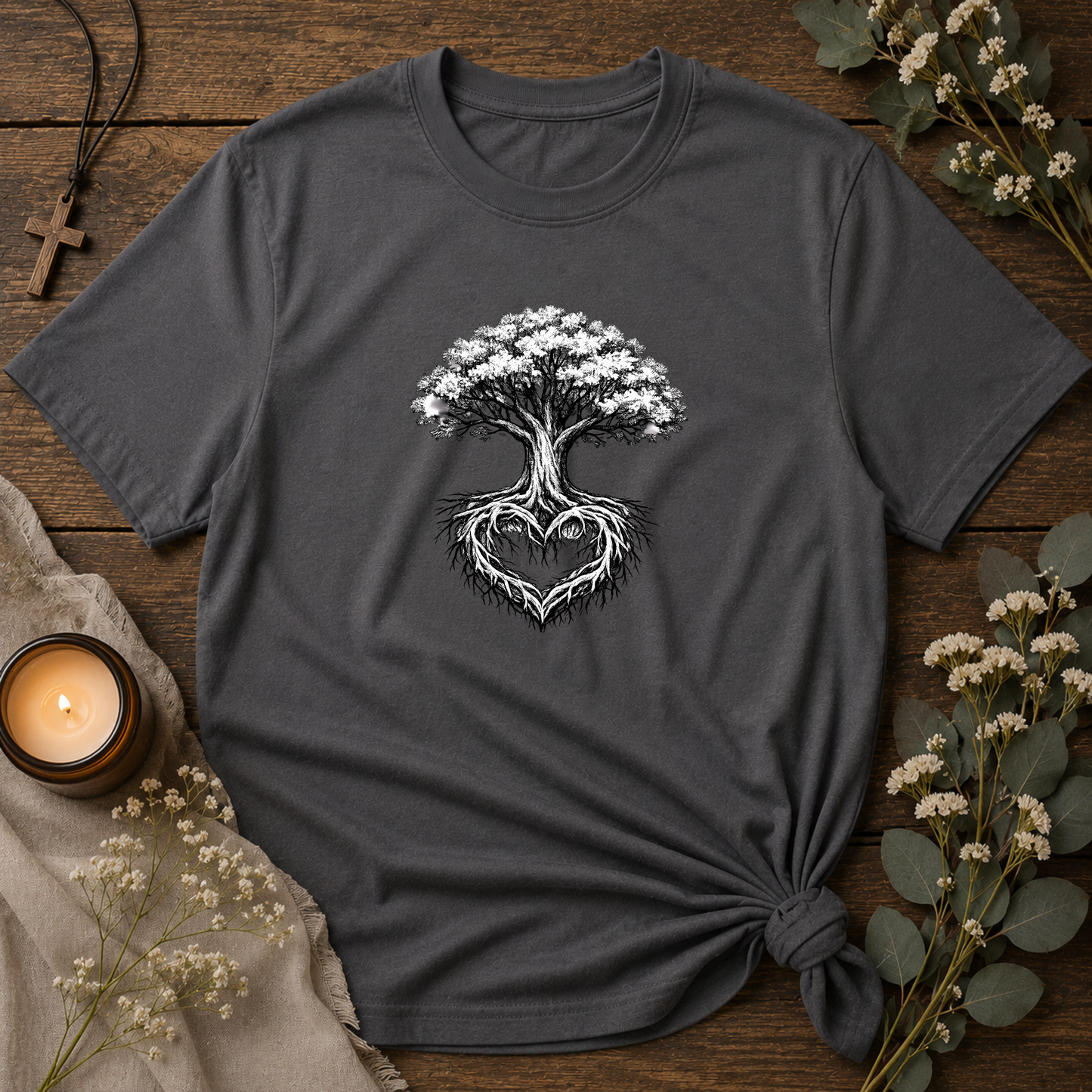 Tree of Life Christian T-Shirt | Heart Root Faith Graphic Tee | Biblical Tree of Life Inspirational Christian Shirt Breaking Bread Designs