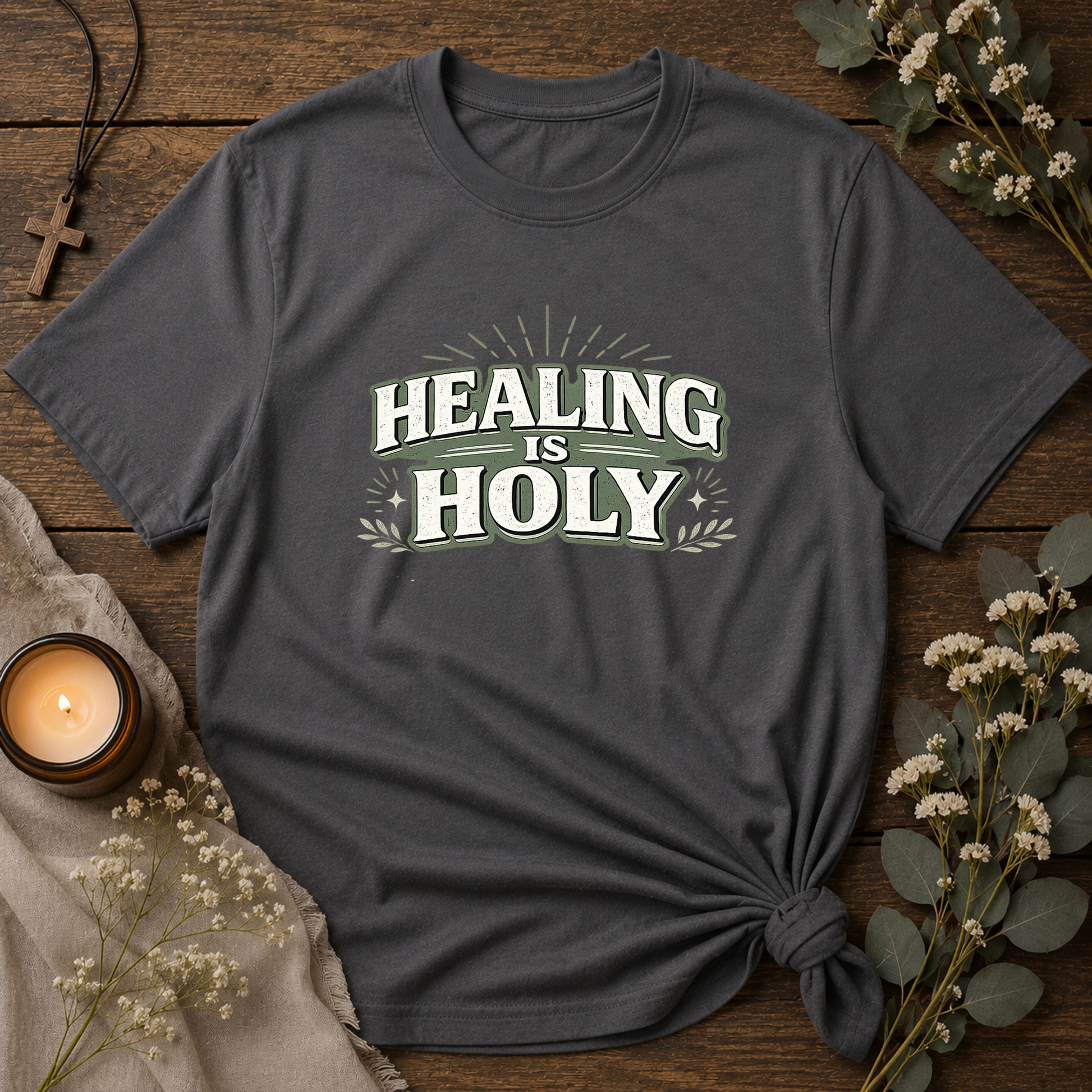 Healing Is Holy Christian T-Shirt | Inspirational Faith Graphic Tee | Christian Mental Health & Hope Shirt Breaking Bread Designs