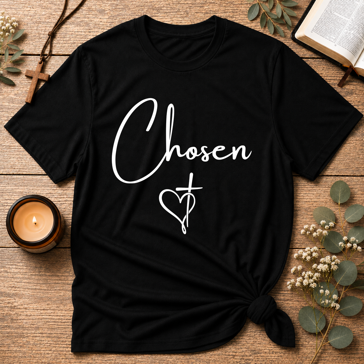 Chosen Christian T-Shirt | Identity in Christ Faith Shirt | Christian Cross Graphic Tee Breaking Bread Designs