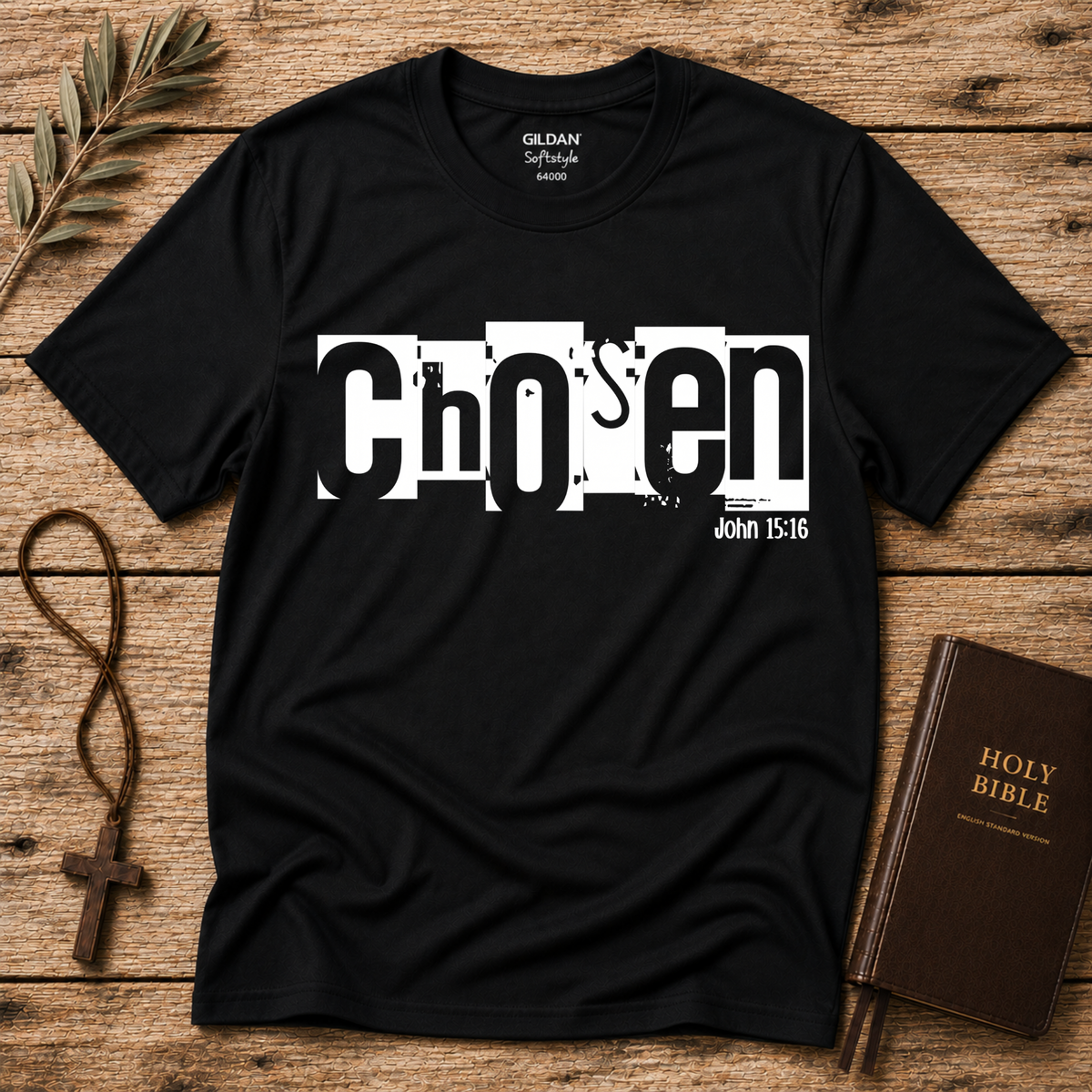 Chosen Christian T-Shirt – John 15:16 Bible Verse Faith Shirt Breaking Bread Designs