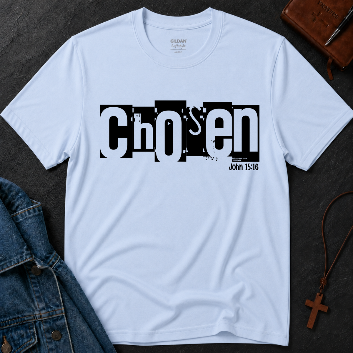 Chosen Christian T-Shirt – John 15:16 Bible Verse Faith Shirt Breaking Bread Designs
