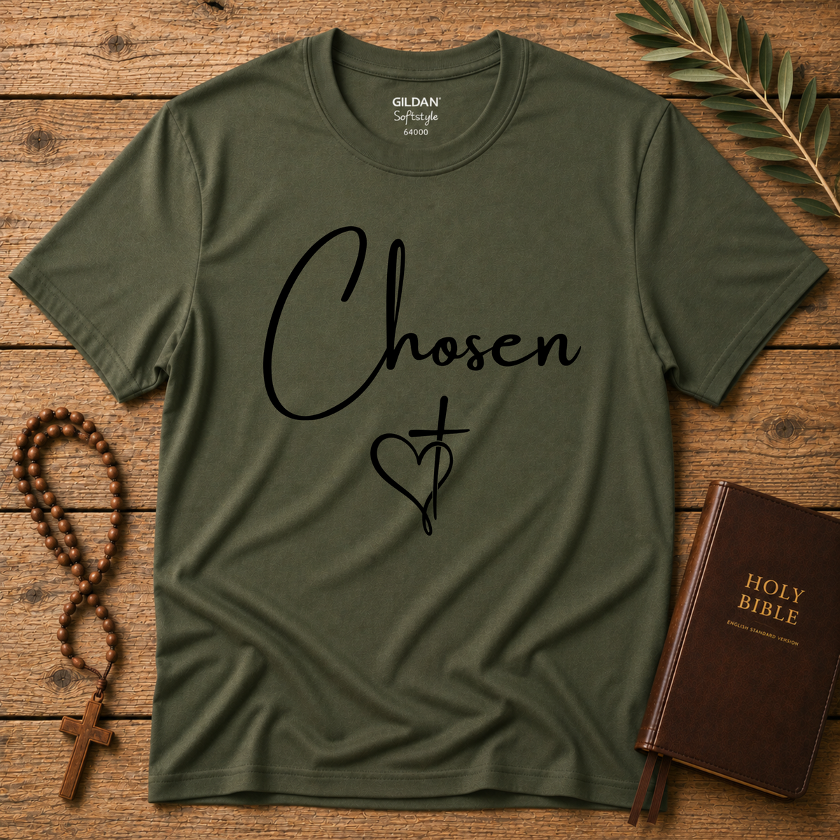 Chosen Christian T-Shirt | Identity in Christ Faith Shirt | Christian Cross Graphic Tee Breaking Bread Designs