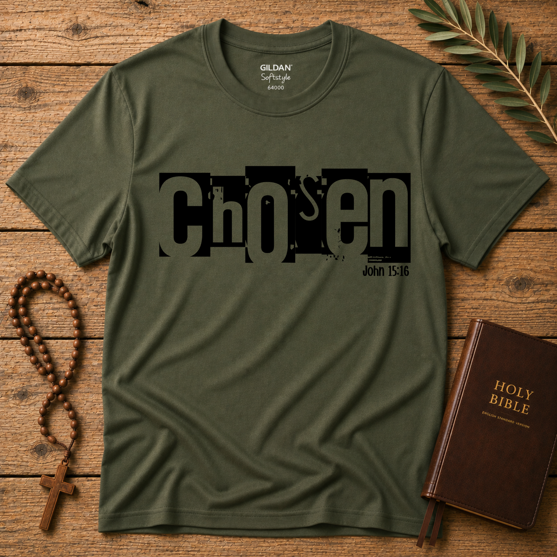 Chosen Christian T-Shirt – John 15:16 Bible Verse Faith Shirt Breaking Bread Designs