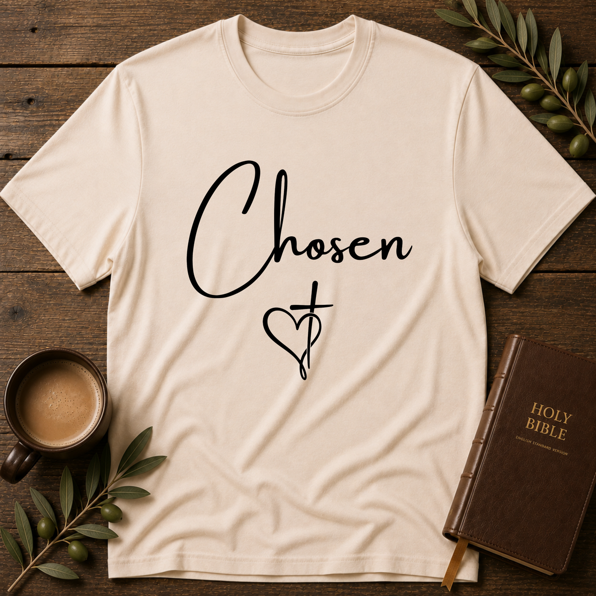 Chosen Christian T-Shirt | Identity in Christ Faith Shirt | Christian Cross Graphic Tee Breaking Bread Designs