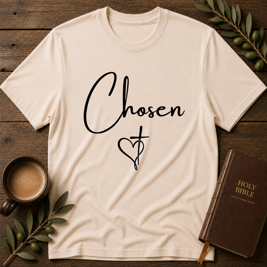 Chosen Christian T-Shirt | Identity in Christ Faith Shirt | Christian Cross Graphic Tee Breaking Bread Designs