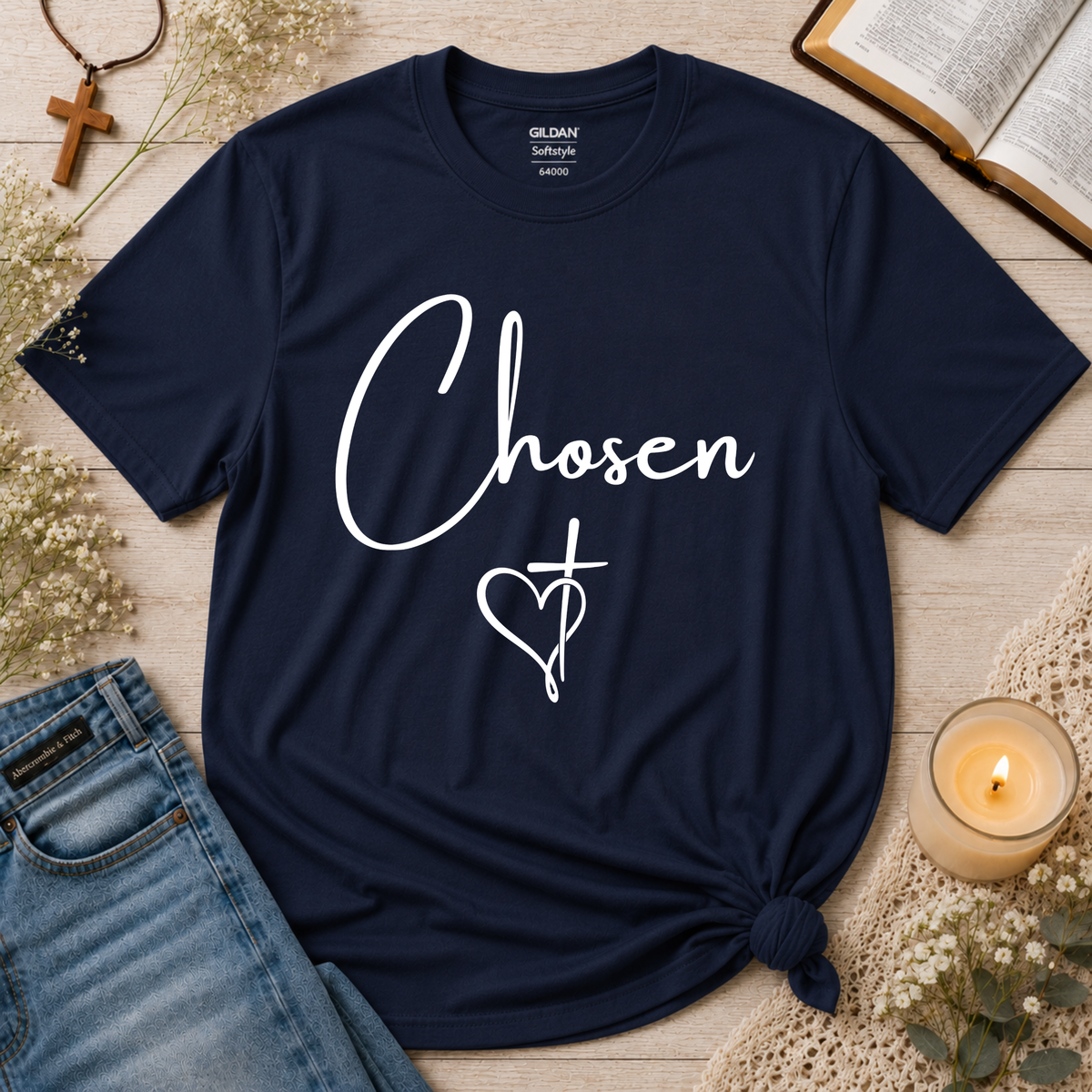 Chosen Christian T-Shirt | Identity in Christ Faith Shirt | Christian Cross Graphic Tee Breaking Bread Designs