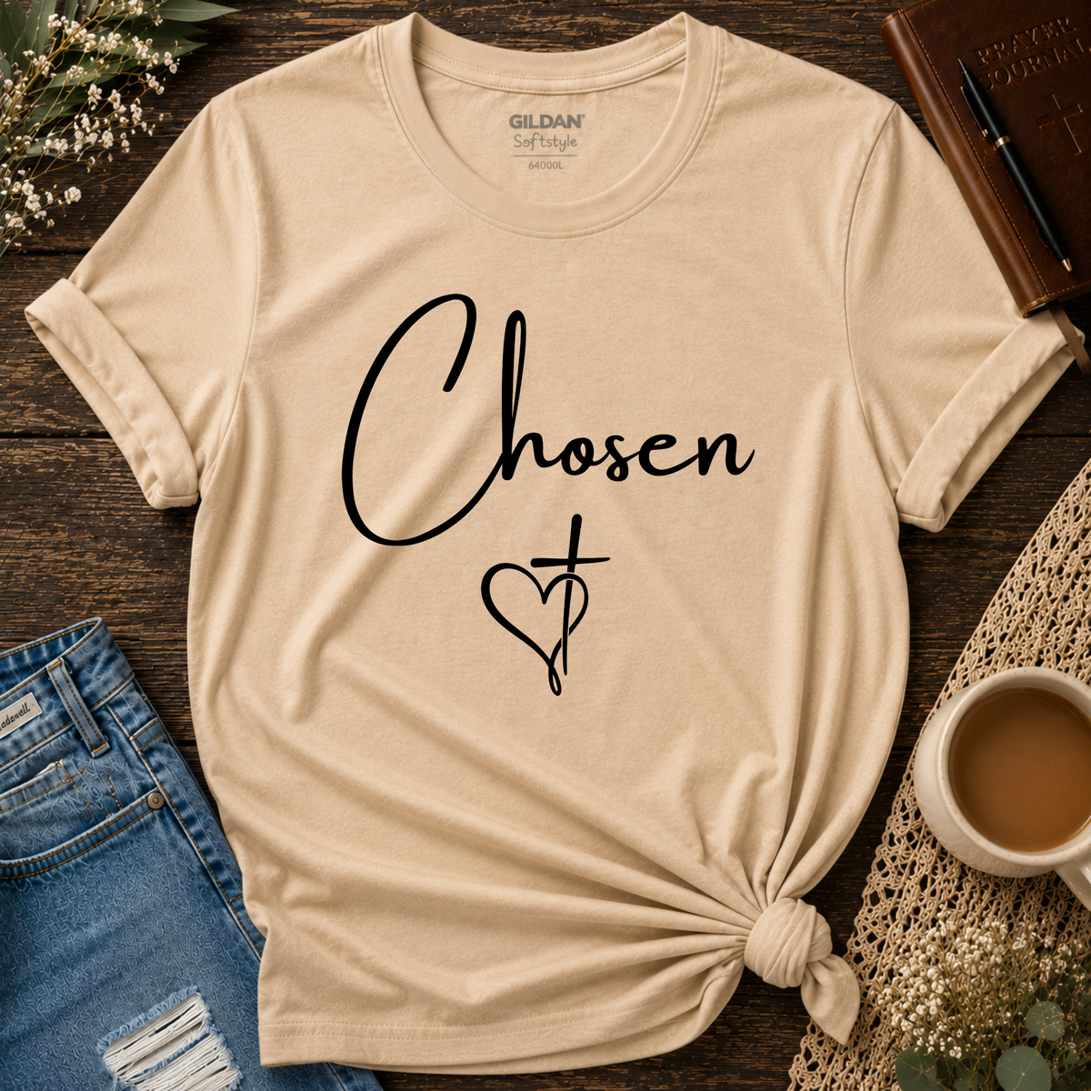 Chosen Christian T-Shirt | Identity in Christ Faith Shirt | Christian Cross Graphic Tee Breaking Bread Designs