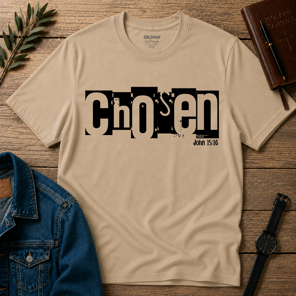 Chosen Christian T-Shirt – John 15:16 Bible Verse Faith Shirt Breaking Bread Designs