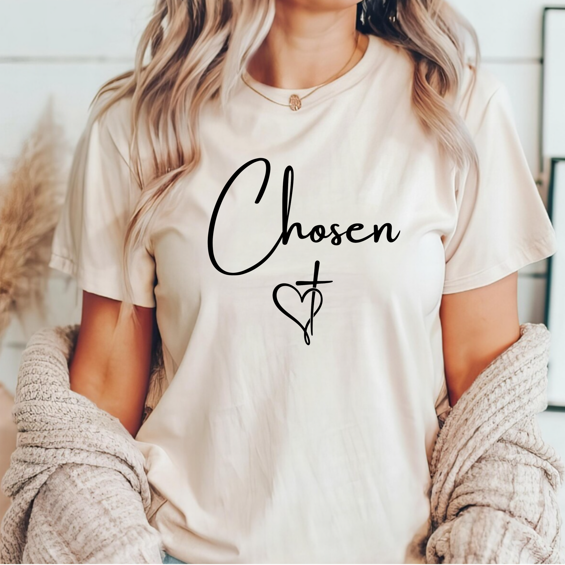 Chosen Christian PNG Design | Faith Cross Heart Sublimation PNG | Jesus Religious Script T-Shirt Graphic Breaking Bread Designs